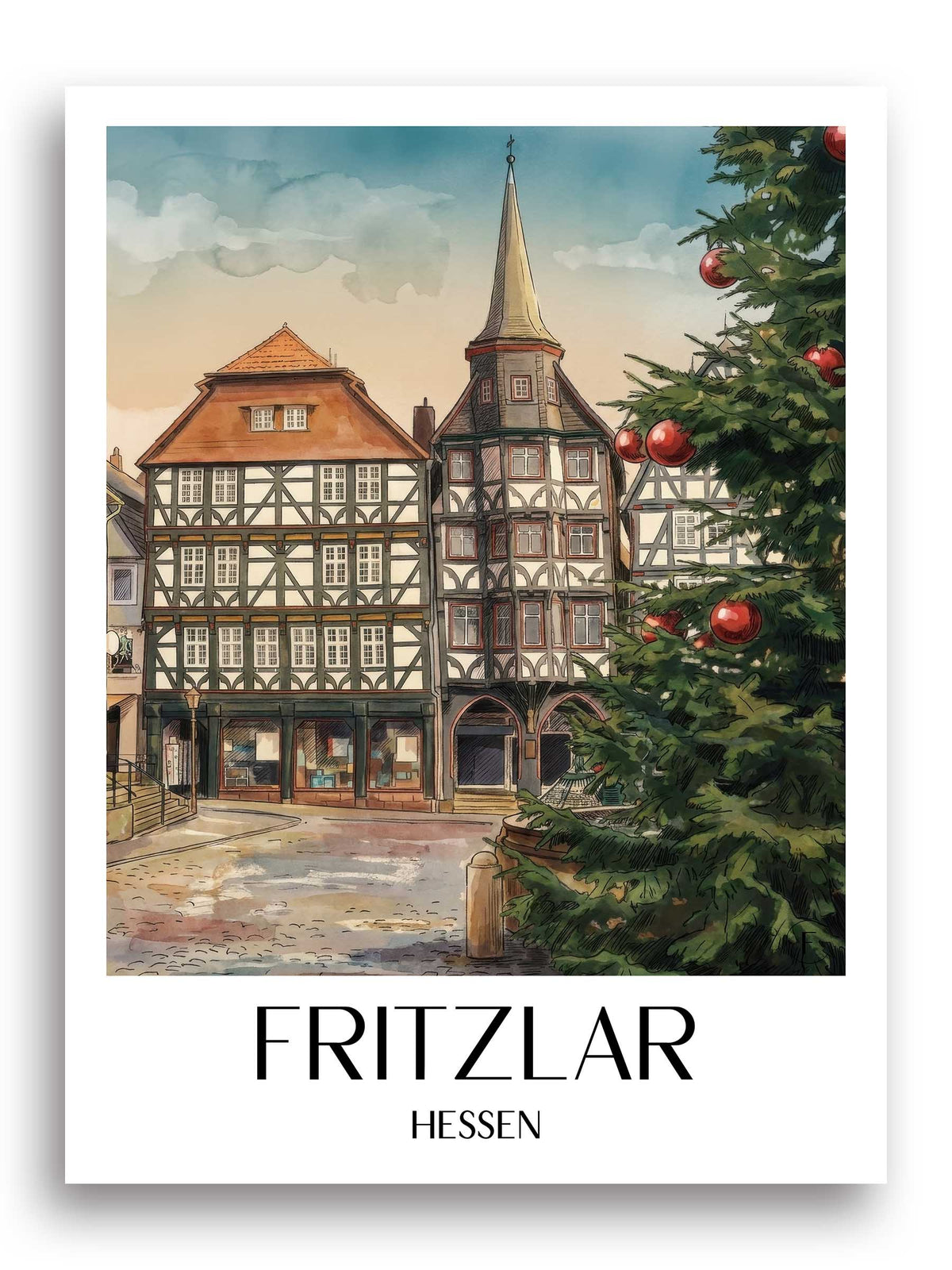 fritzlar-hessen-deutschland-poster-aquarell