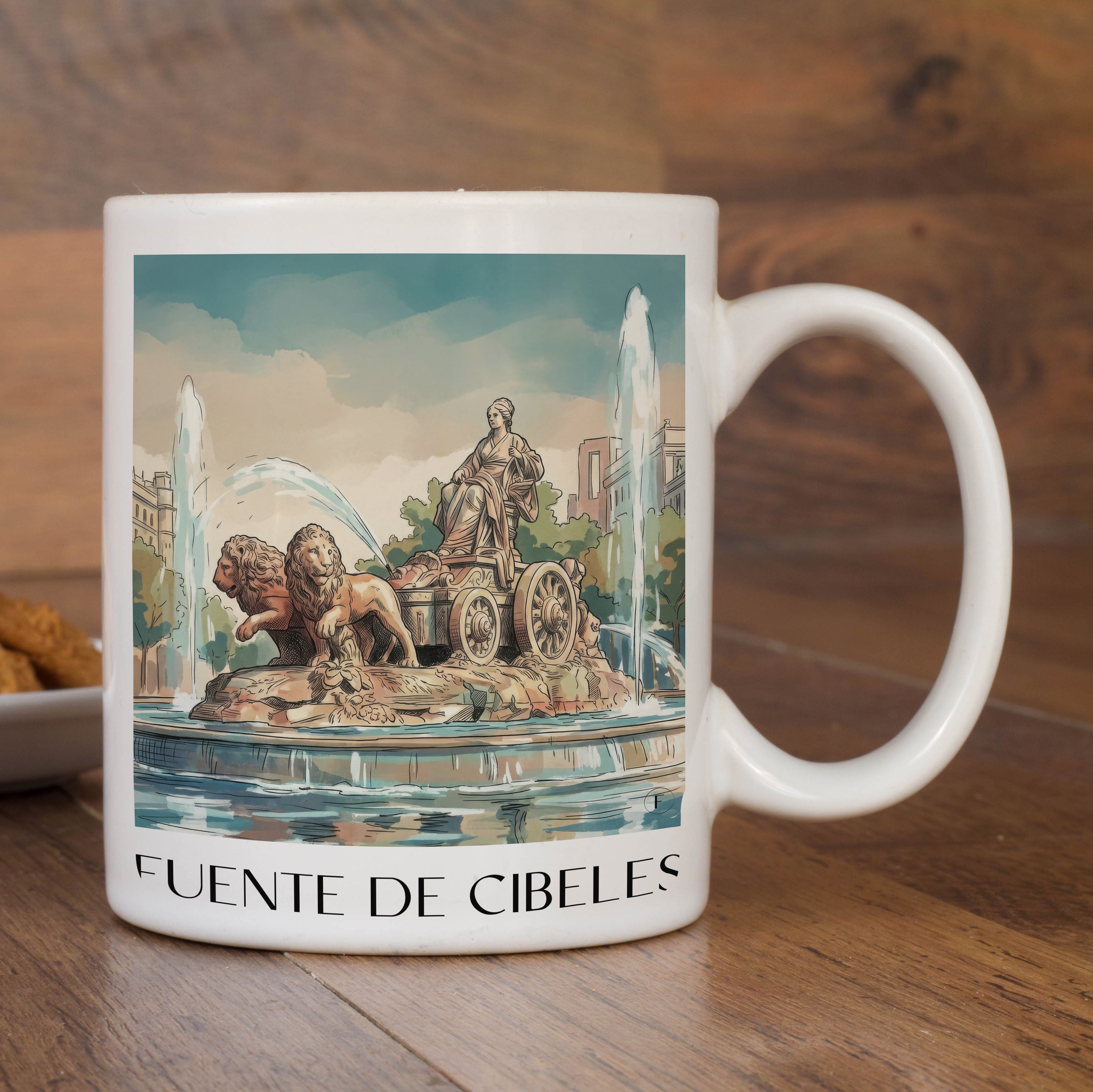 fuente-de-cibeles-madrid-spanien-kaffeebecher-aquarell