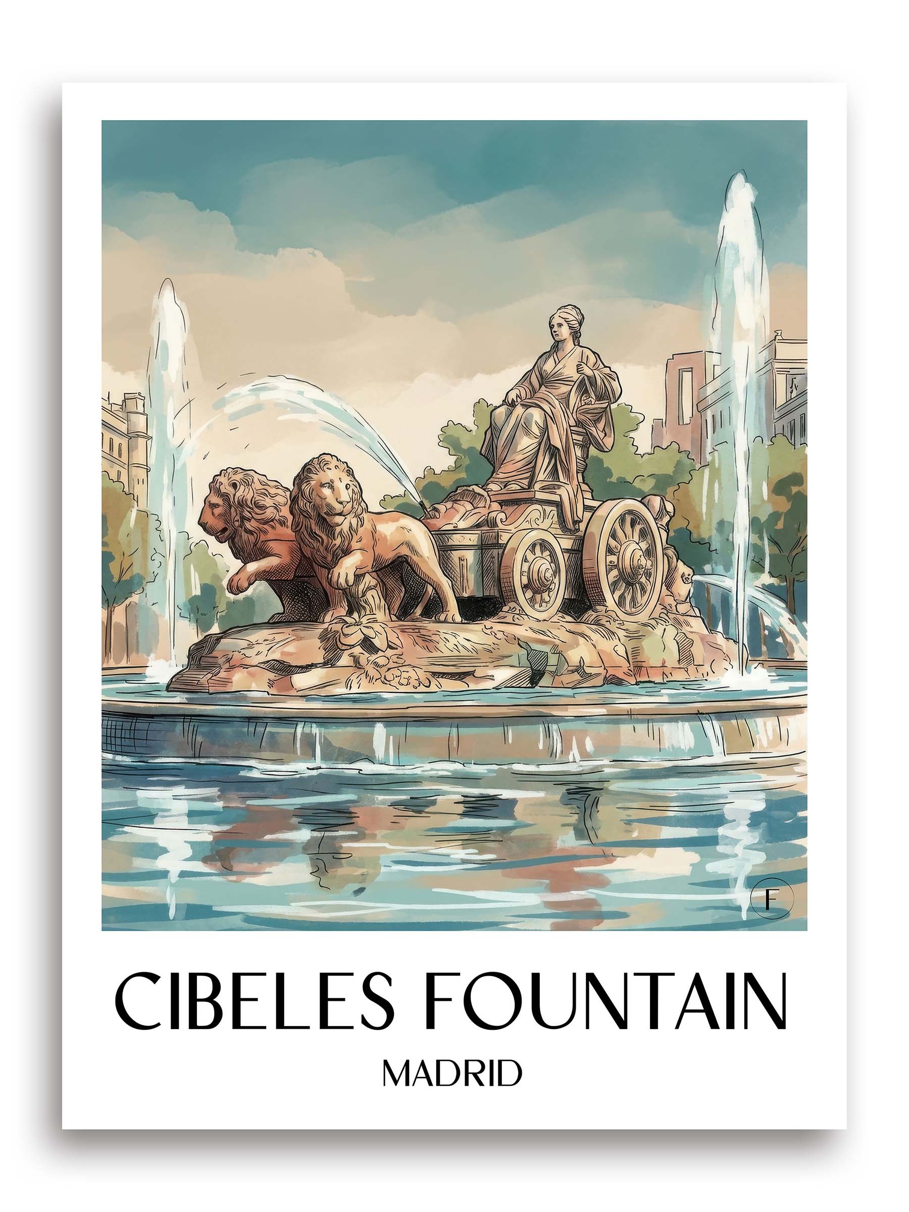 Fuente de Cibeles Poster - Madrid - Spanien Kunstdruck - Aquarell von A4 bis A1 - favplace