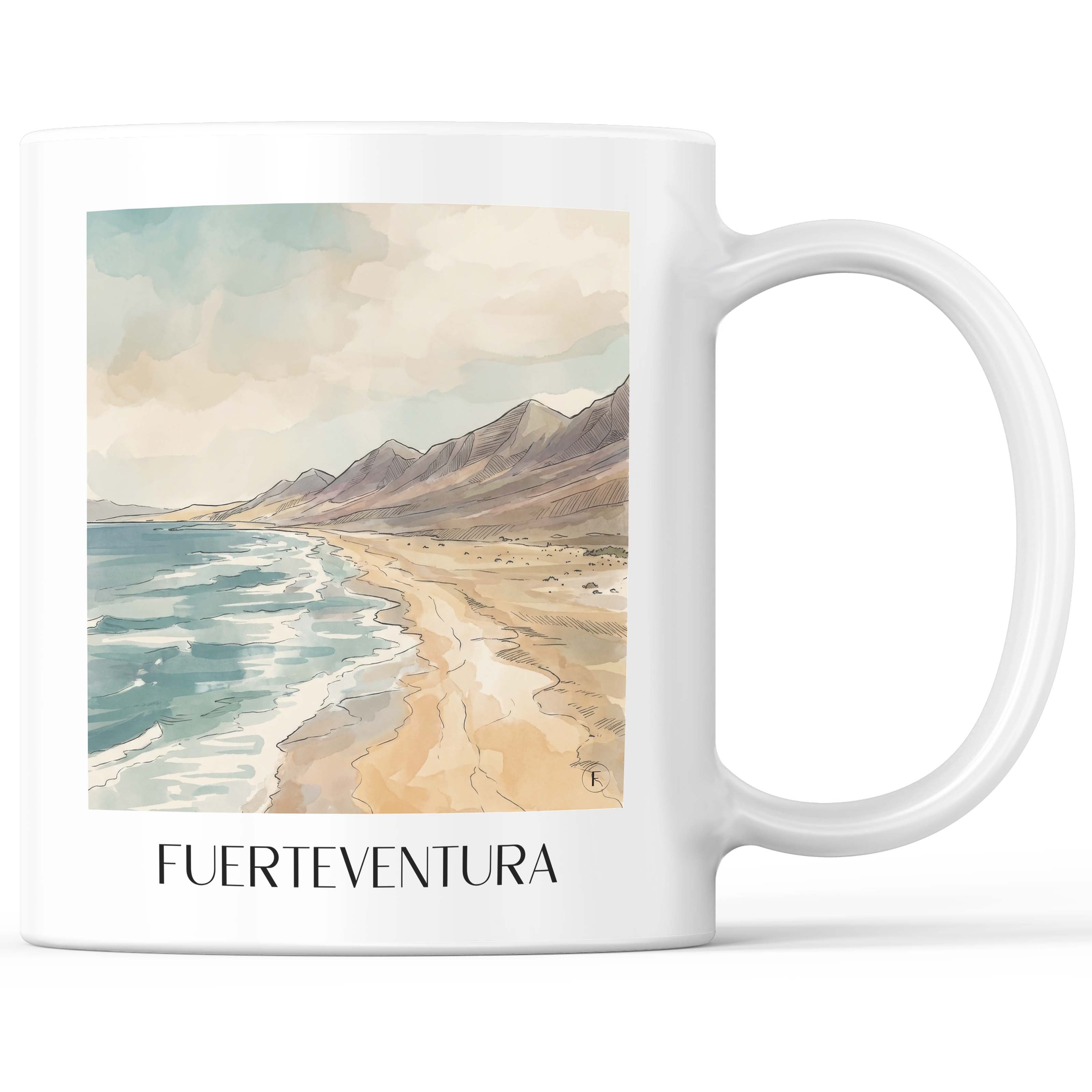 Fuerteventura Kaffeebecher - Spanien - Spanien Becher - Kaffeetasse im Aquarell Stil - favplace