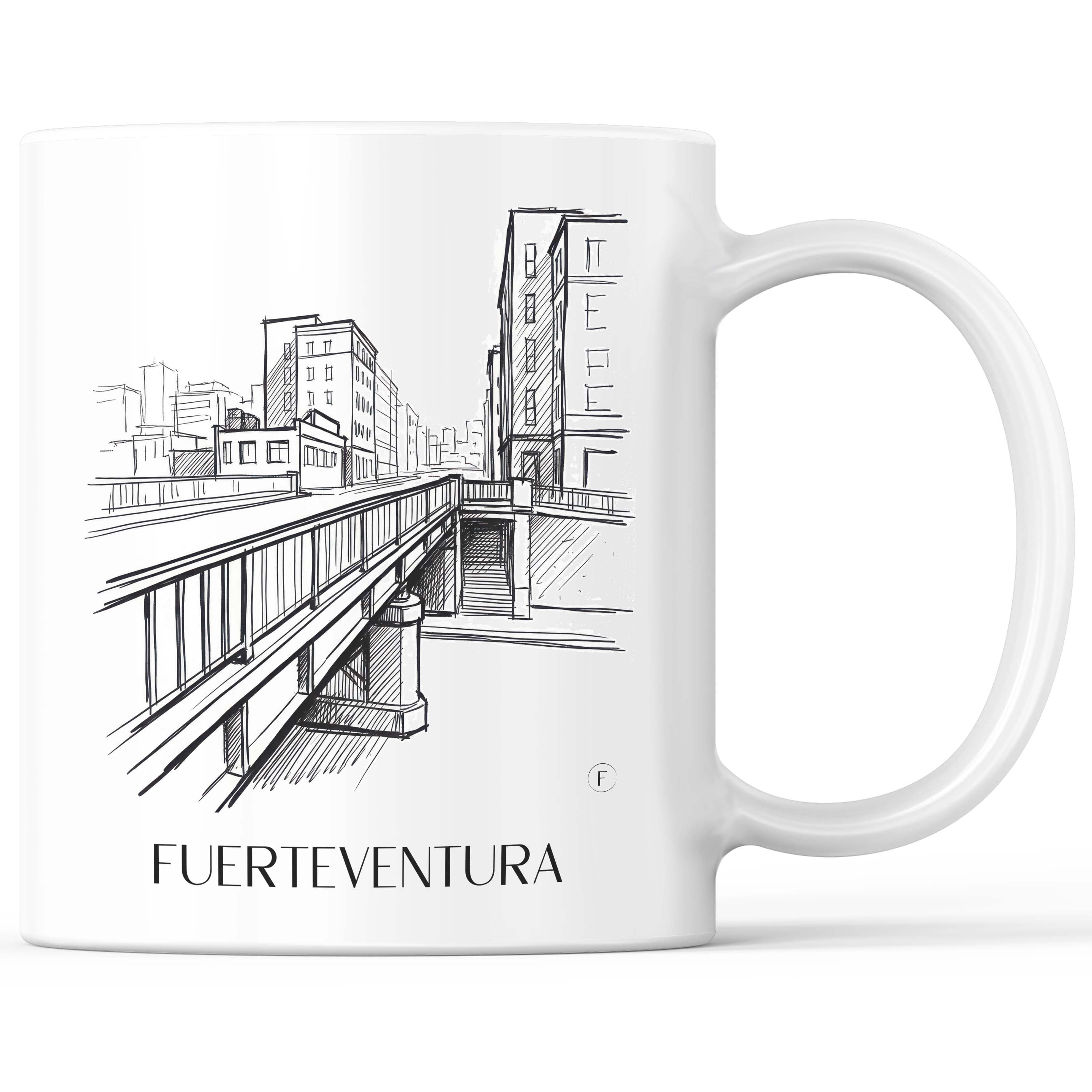 Fuerteventura Kaffeebecher - Spanien - Spanien Becher - Kaffeetasse im Skizze Stil - favplace