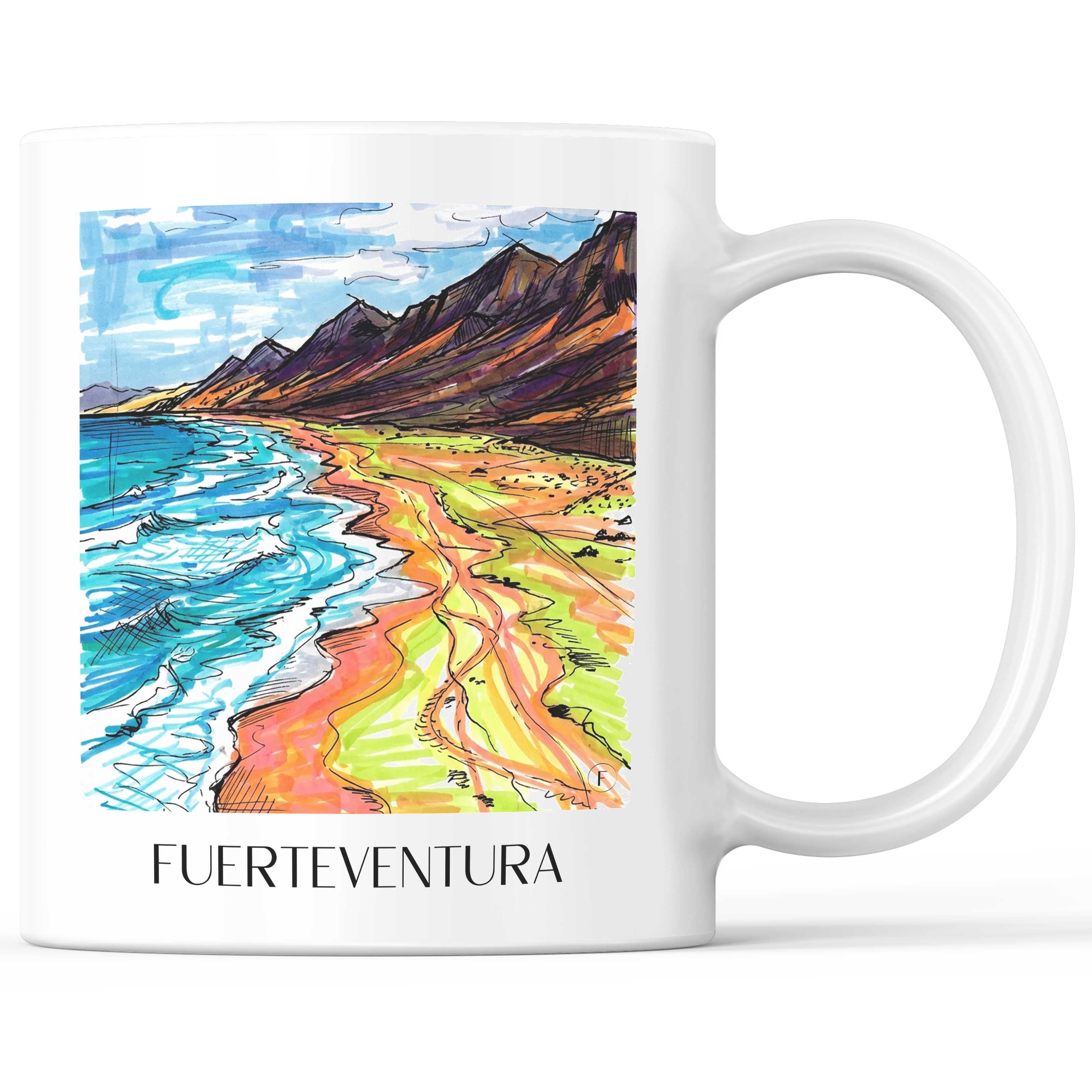 Fuerteventura Kaffeebecher - Spanien - Spanien Becher - Kaffeetasse im Tag Graffiti Stil - favplace