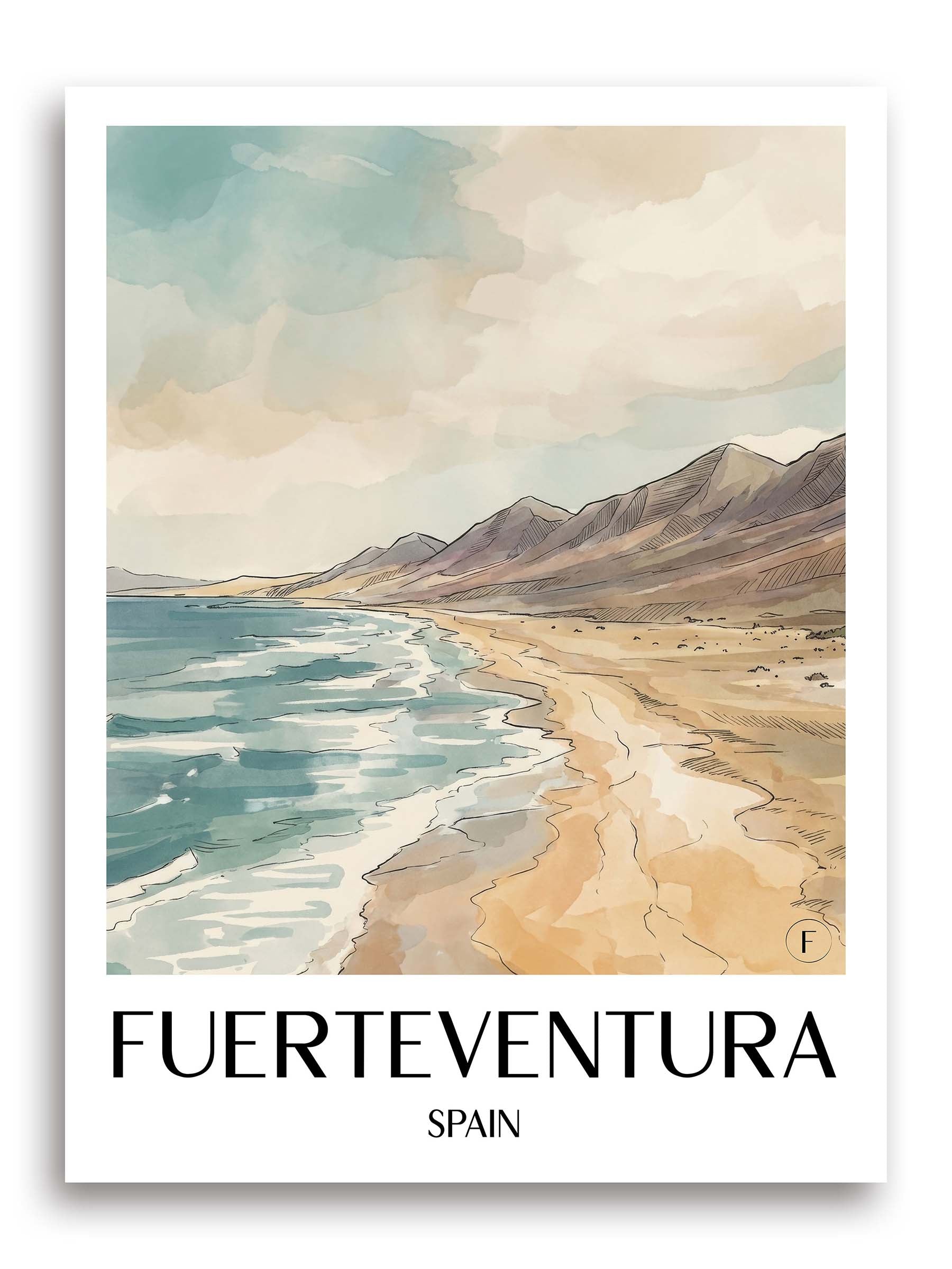 Fuerteventura Poster - Spanien - Spanien Kunstdruck - Aquarell von A4 bis A1 - favplace