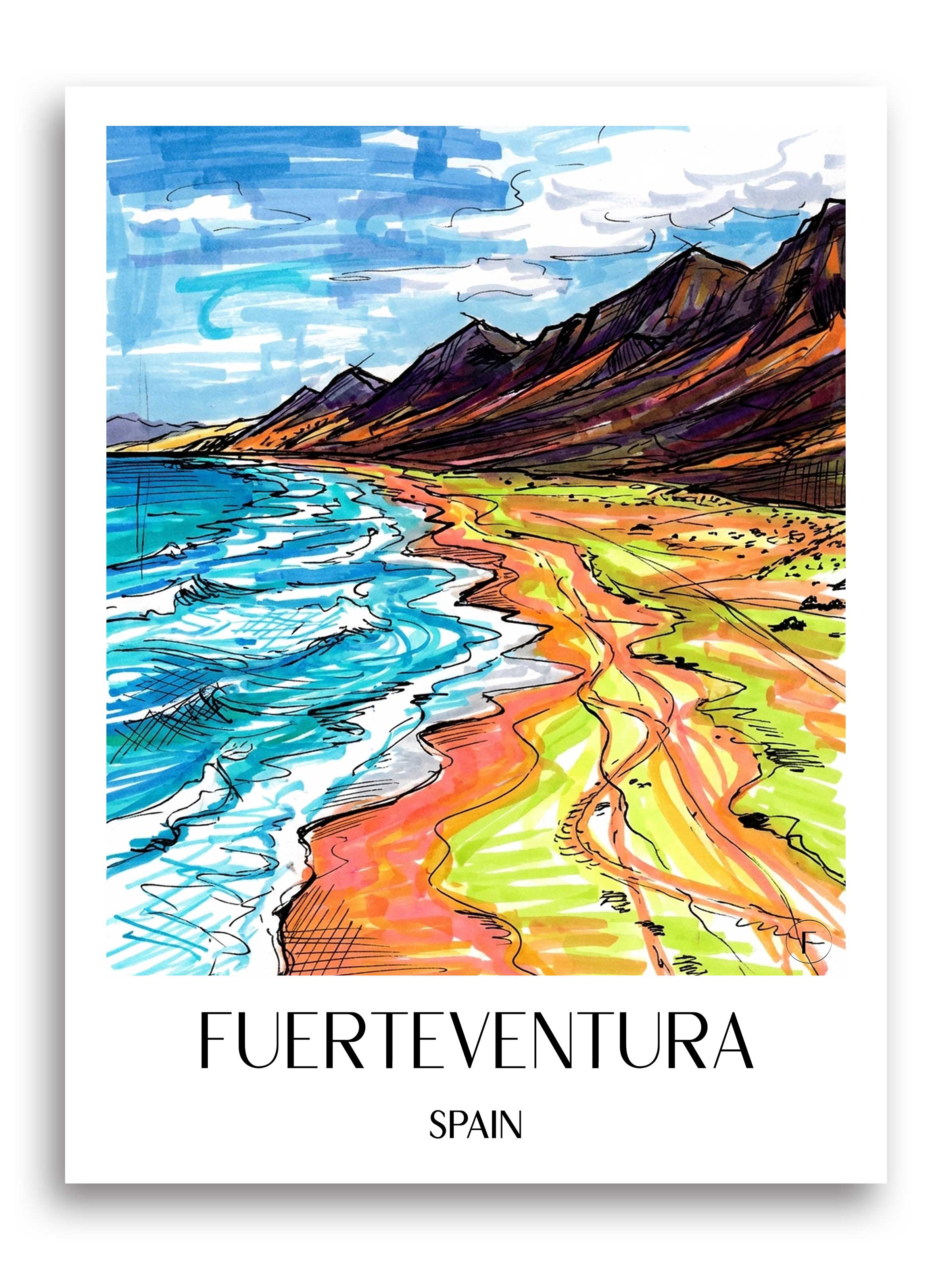 Fuerteventura Poster - Spanien - Spanien Kunstdruck - Tag Graffiti von A4 bis A1 - favplace