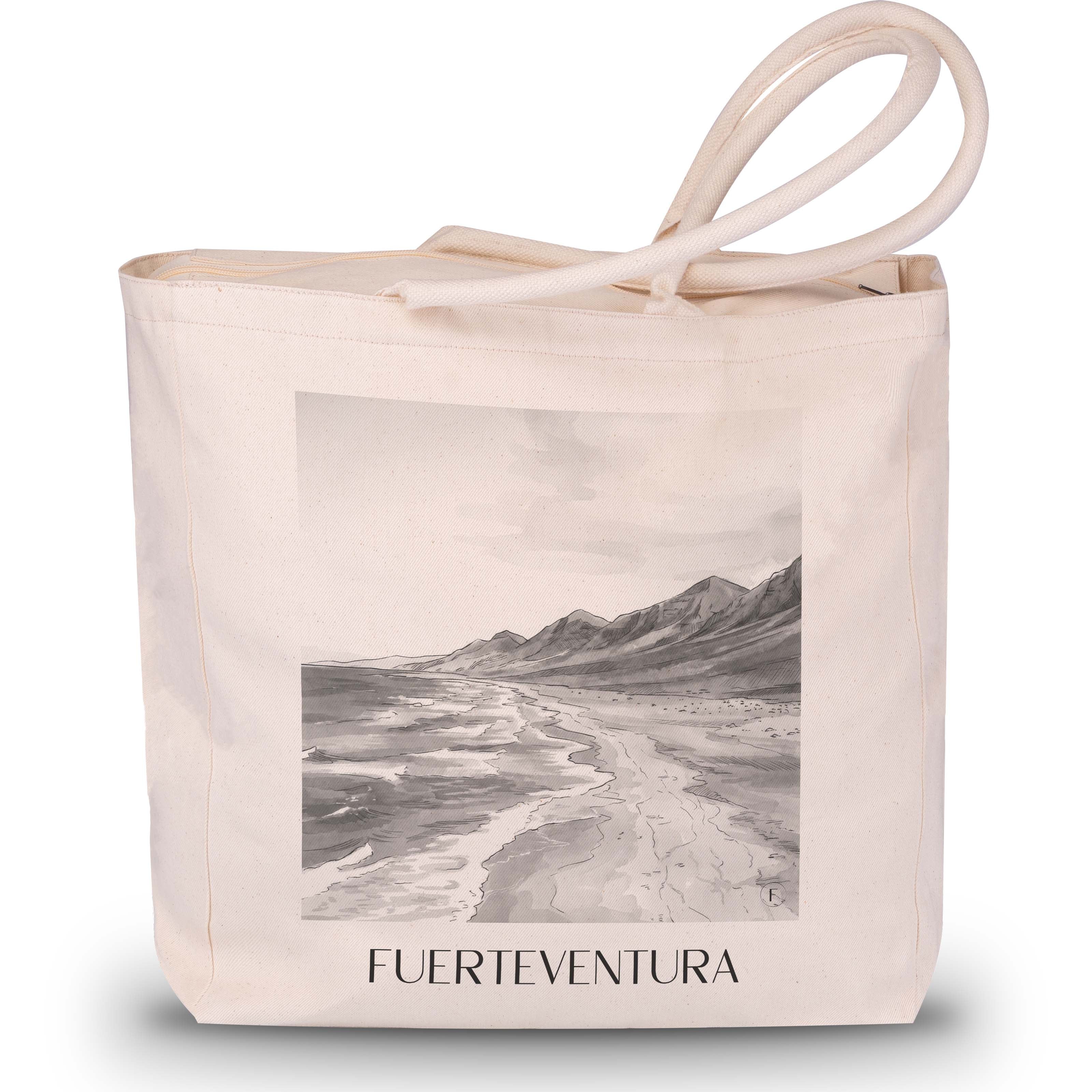 Fuerteventura Shopping Tasche - Spanien - Spanien Tote Bag - Einkaufstasche im Aquarell Schwarz-Weiß Stil - favplace