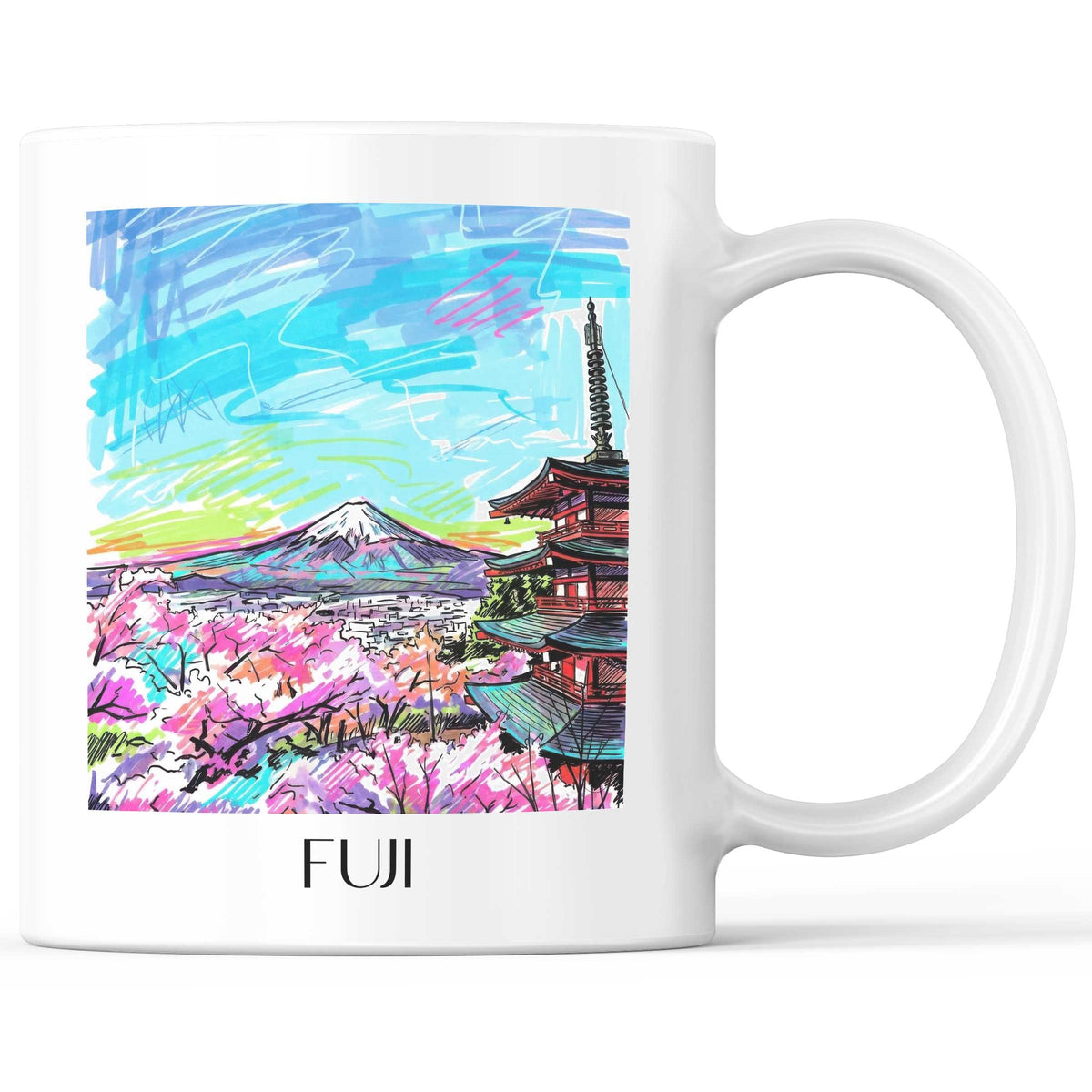 Fuji, Japan - Japan Becher - Kaffeetasse im Tag Graffiti Stil - favplace