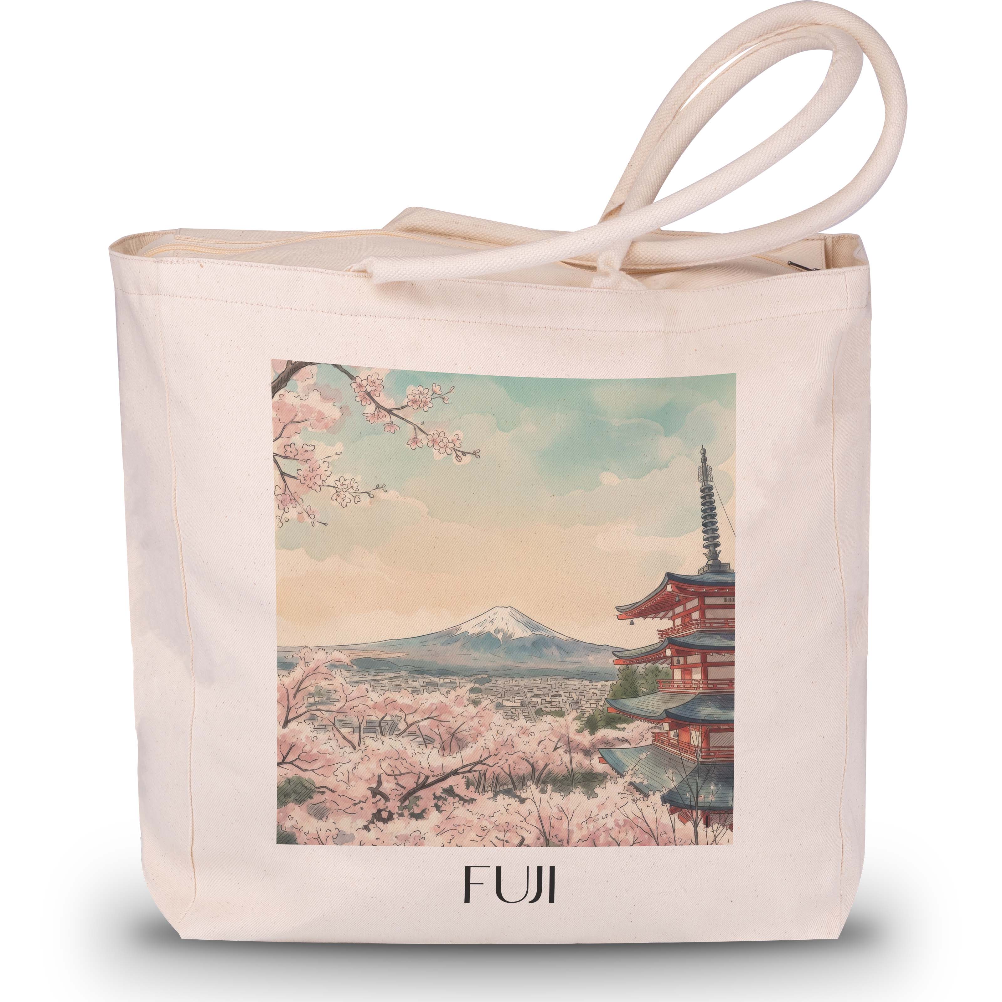 Fuji, Japan - Japan Tote Bag - Einkaufstasche im Aquarell Stil - favplace