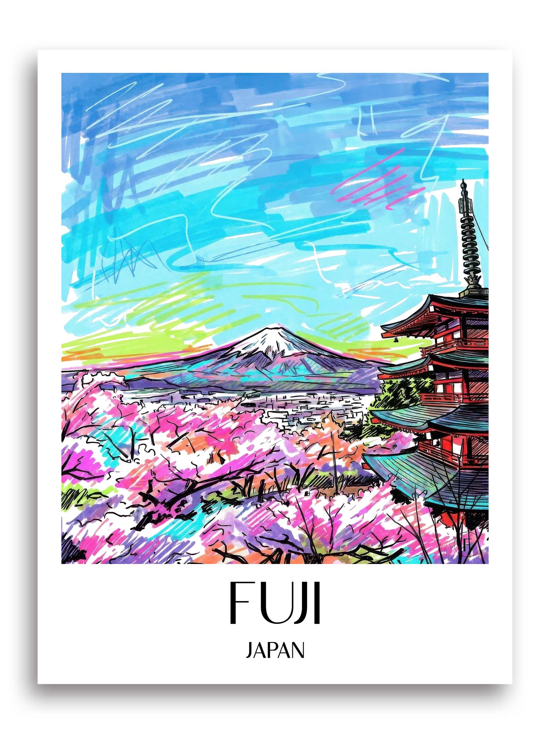 Fuji, Japan Poster - - Japan Kunstdruck - Tag Graffiti von A4 bis A1 - favplace