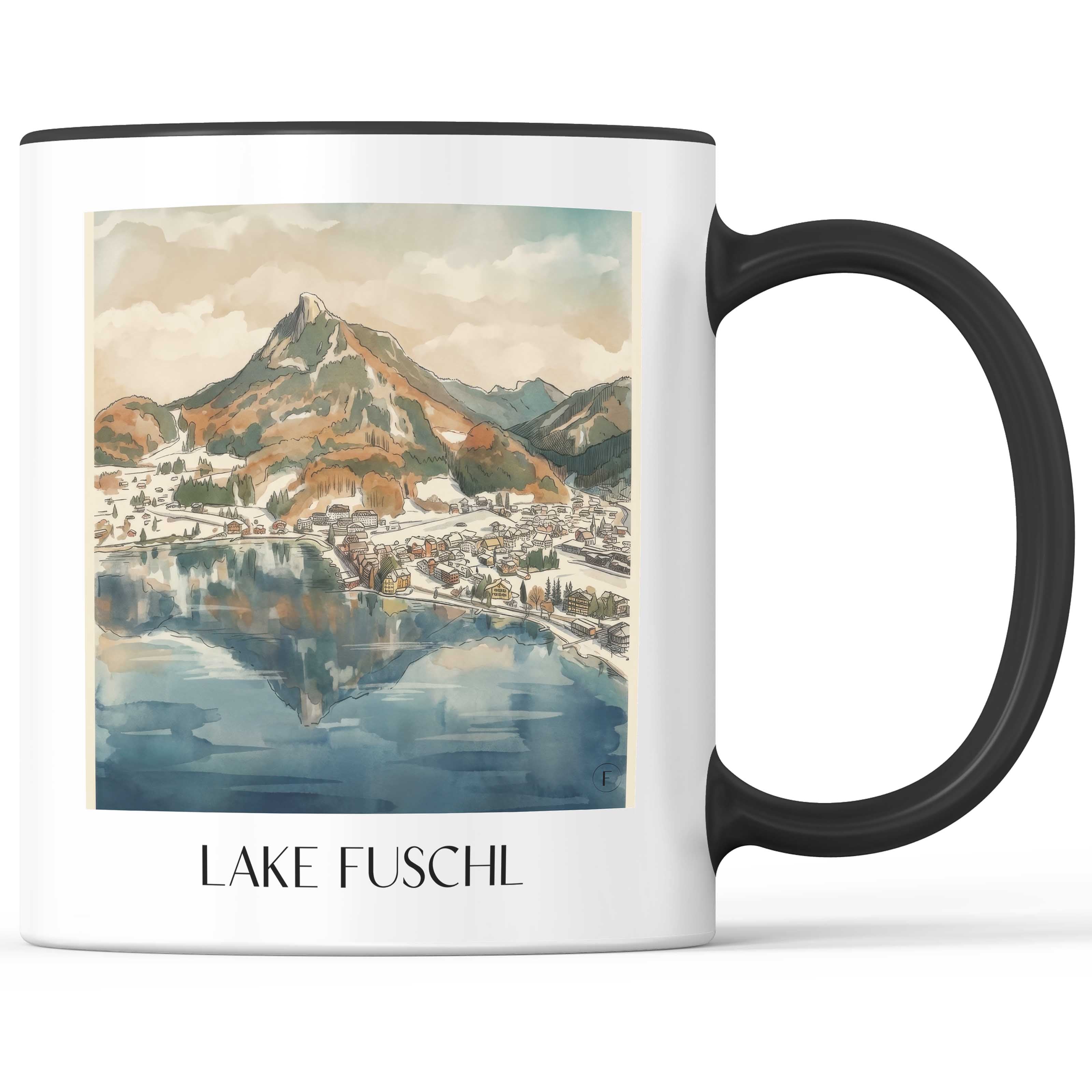 Fuschlsee Kaffeebecher - Österreich - Österreich Becher - Kaffeetasse im Aquarell Stil - favplace
