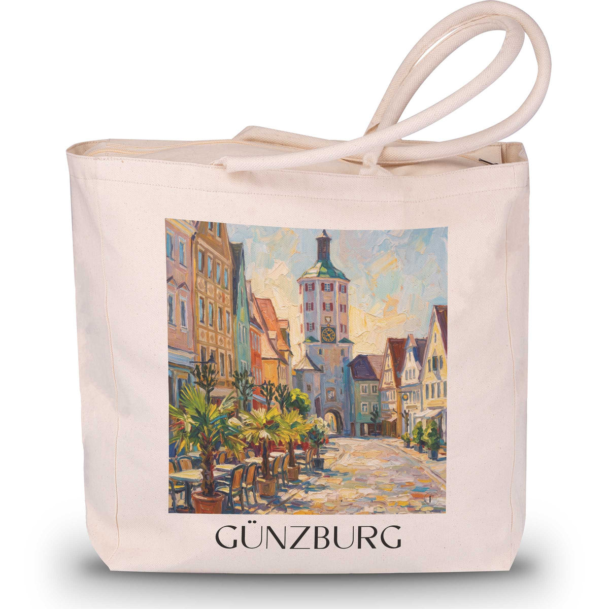 Günzburg Shopping Tasche - Bayerisch-Schwaben - Deutschland Tote Bag - Einkaufstasche im Ölgemälde Stil - favplace
