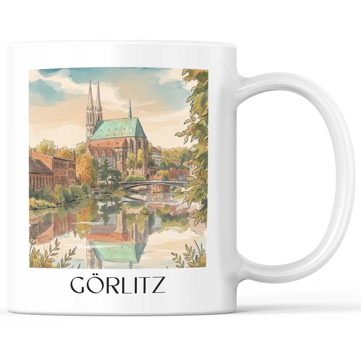 Görlitz Kaffeebecher - Oberlausitz - Deutschland Becher - Kaffeetasse im Aquarell Stil - favplace