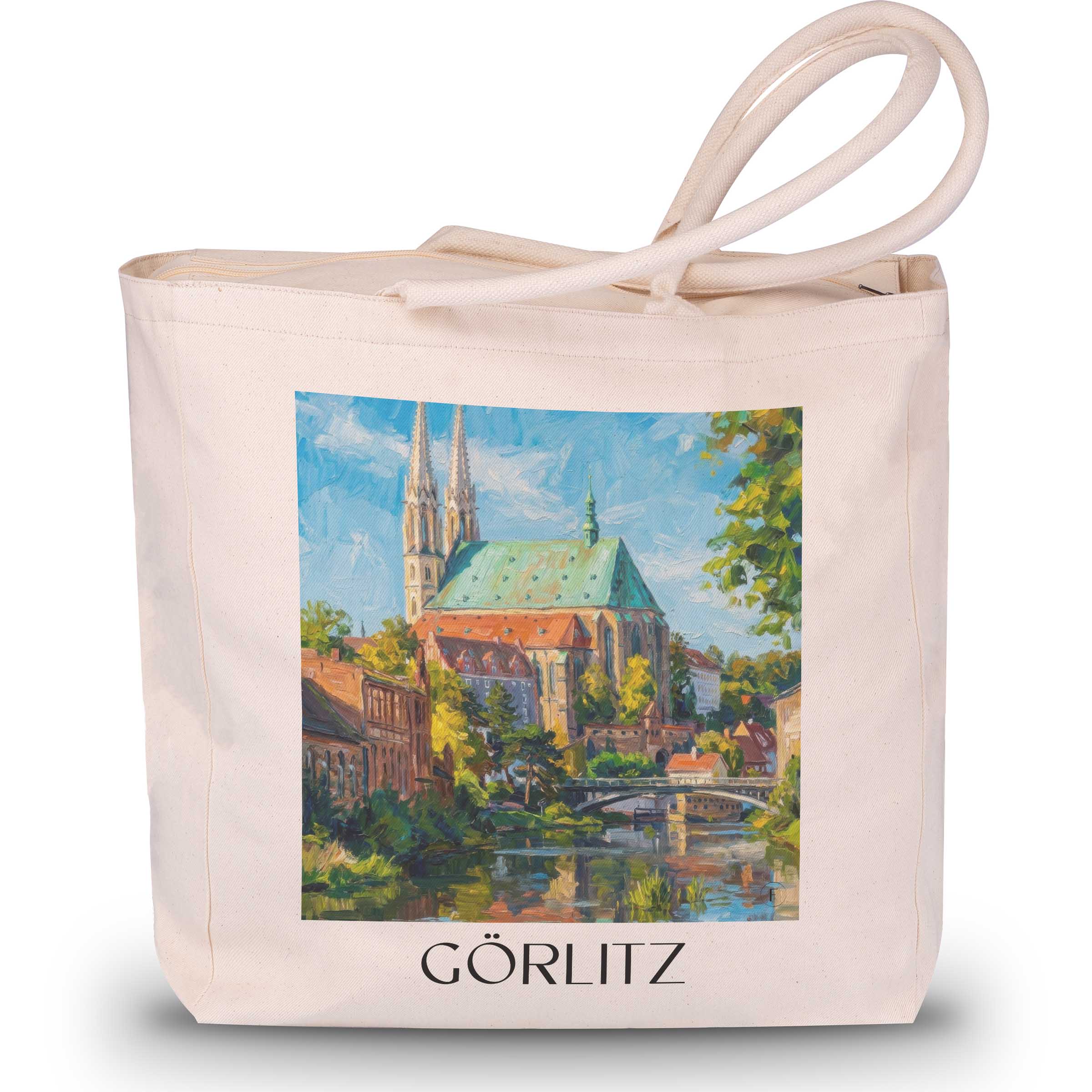 Görlitz Shopping Tasche - Oberlausitz - Deutschland Tote Bag - Einkaufstasche im Ölgemälde Stil - favplace