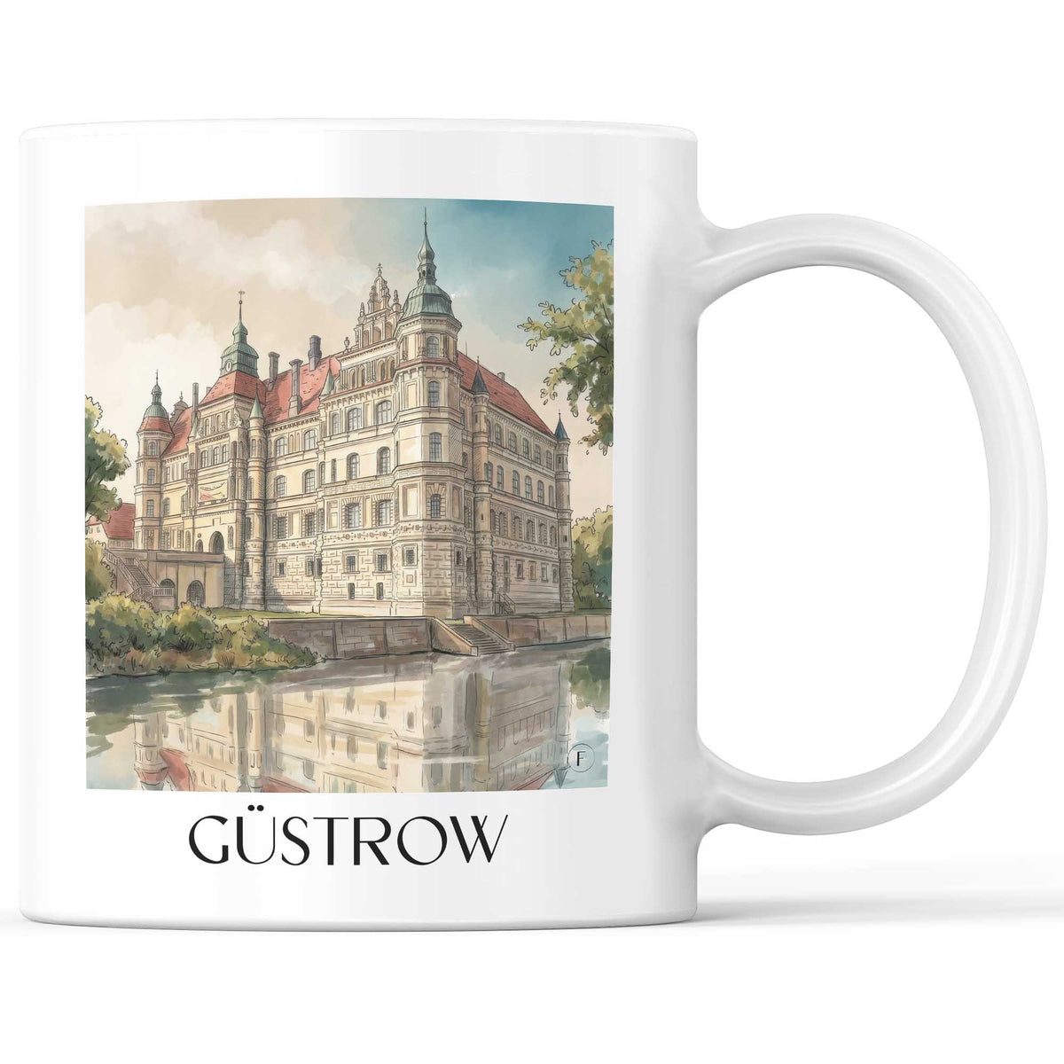 Güstrow Kaffeebecher - Mecklenburg-Vorpommern - Deutschland Becher - Kaffeetasse im Aquarell Stil - favplace