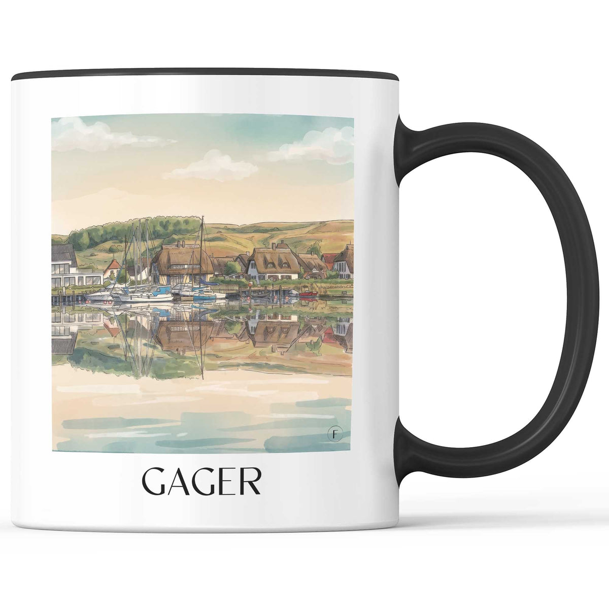 Gager Kaffeebecher - Rügen - Deutschland Becher - Kaffeetasse im Aquarell Stil - favplace