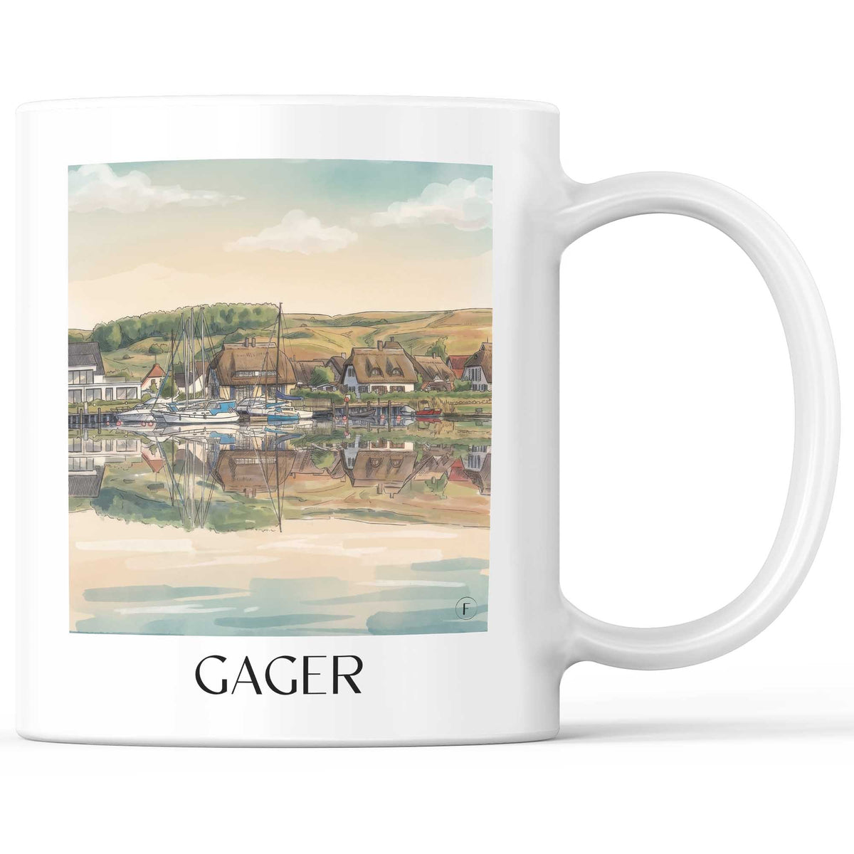 Gager Kaffeebecher - Rügen - Deutschland Becher - Kaffeetasse im Aquarell Stil - favplace