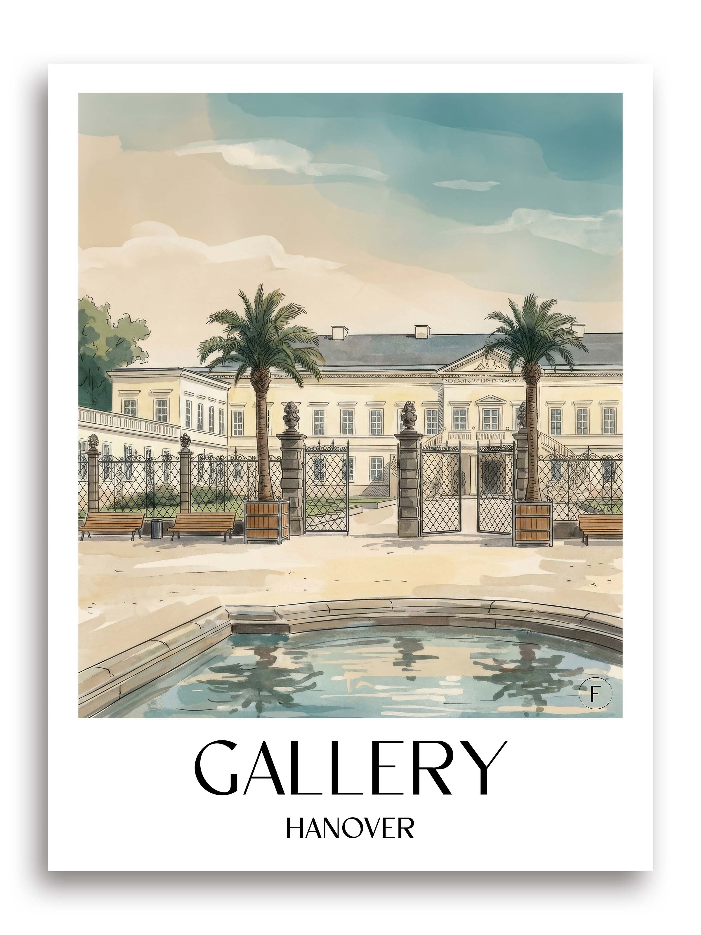 Galerie Poster - Hannover - Deutschland Kunstdruck - Aquarell von A4 bis A1 - favplace