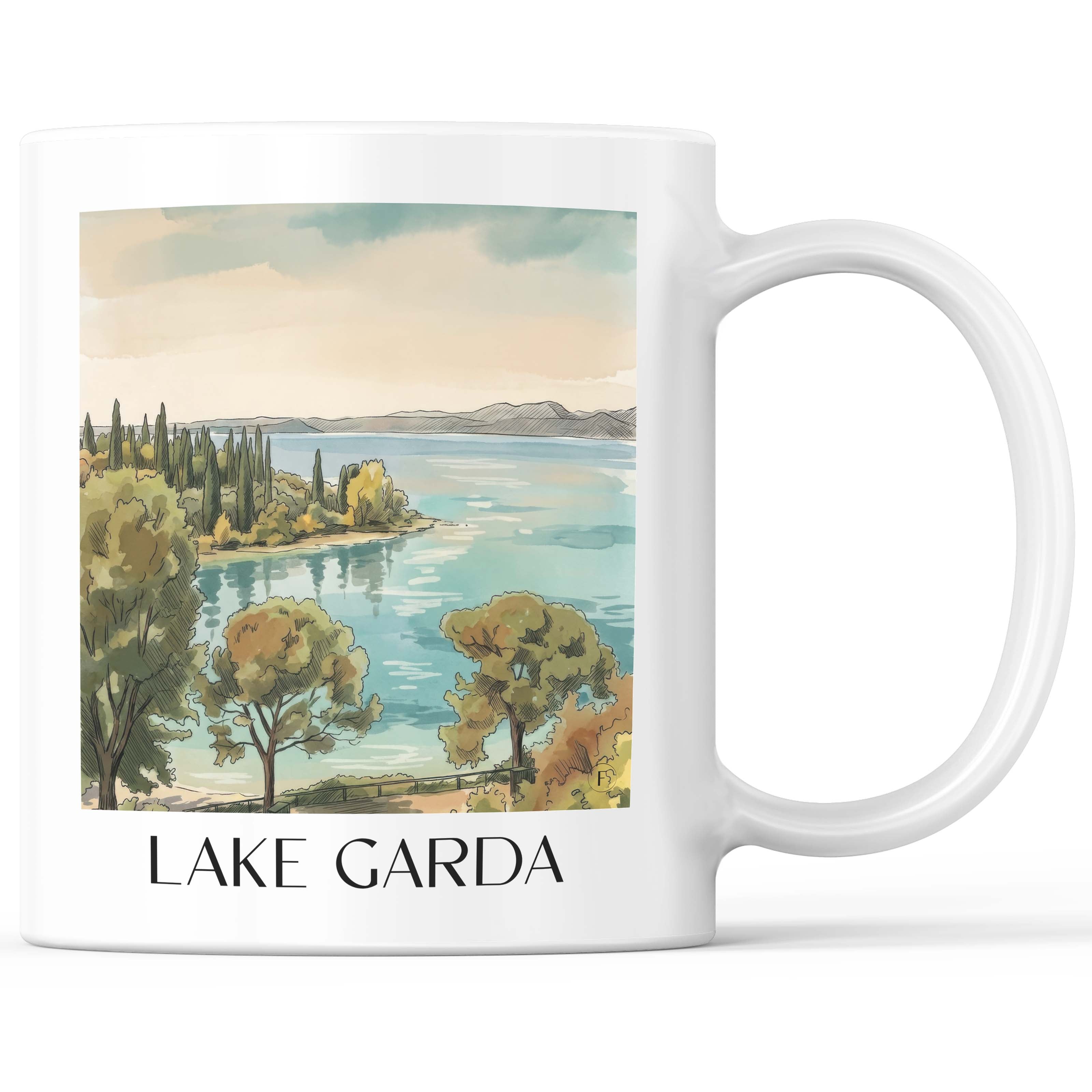 Gardasee - Italien Becher - Kaffeetasse im Aquarell Stil - favplace