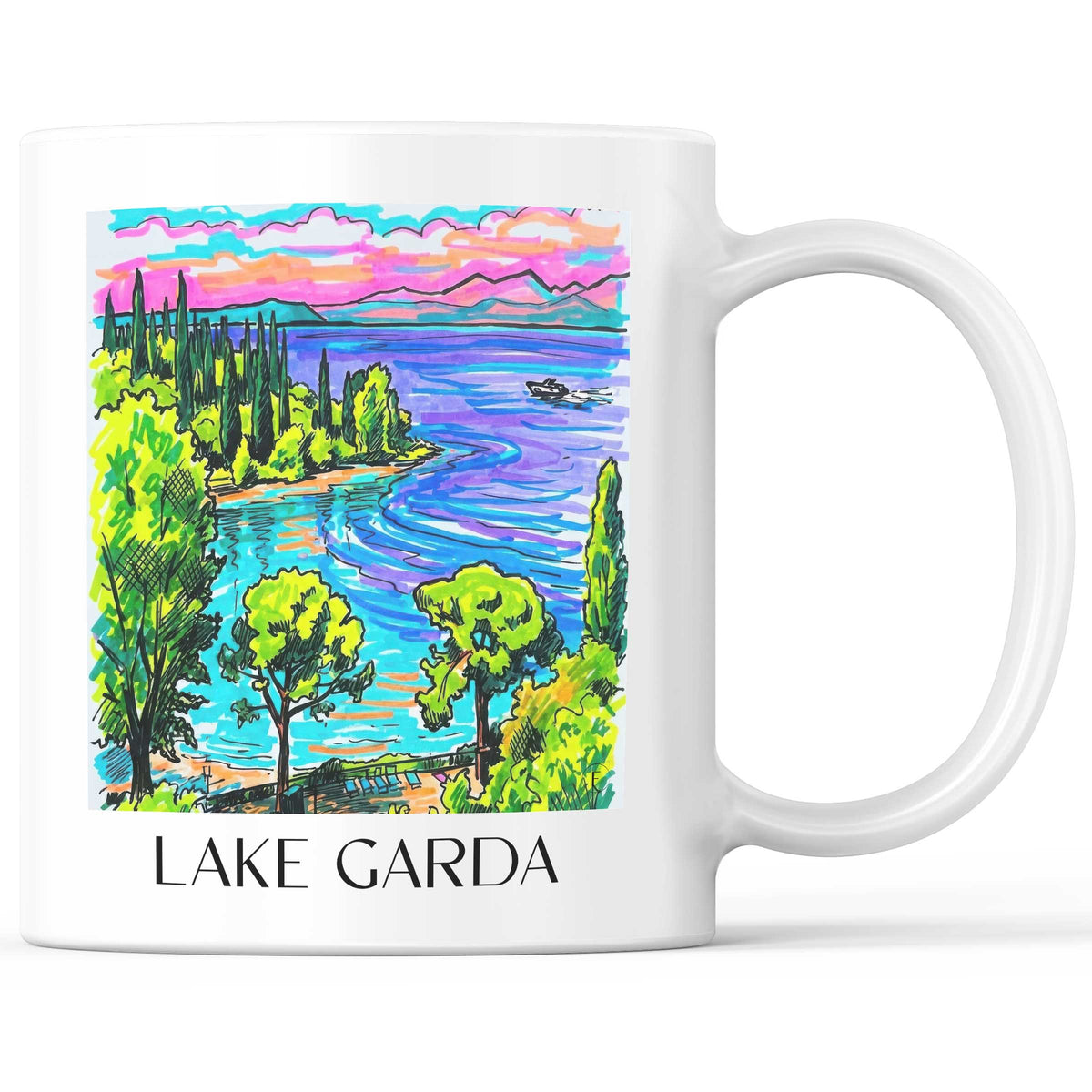 Gardasee - Italien Becher - Kaffeetasse im Tag Graffiti Stil - favplace