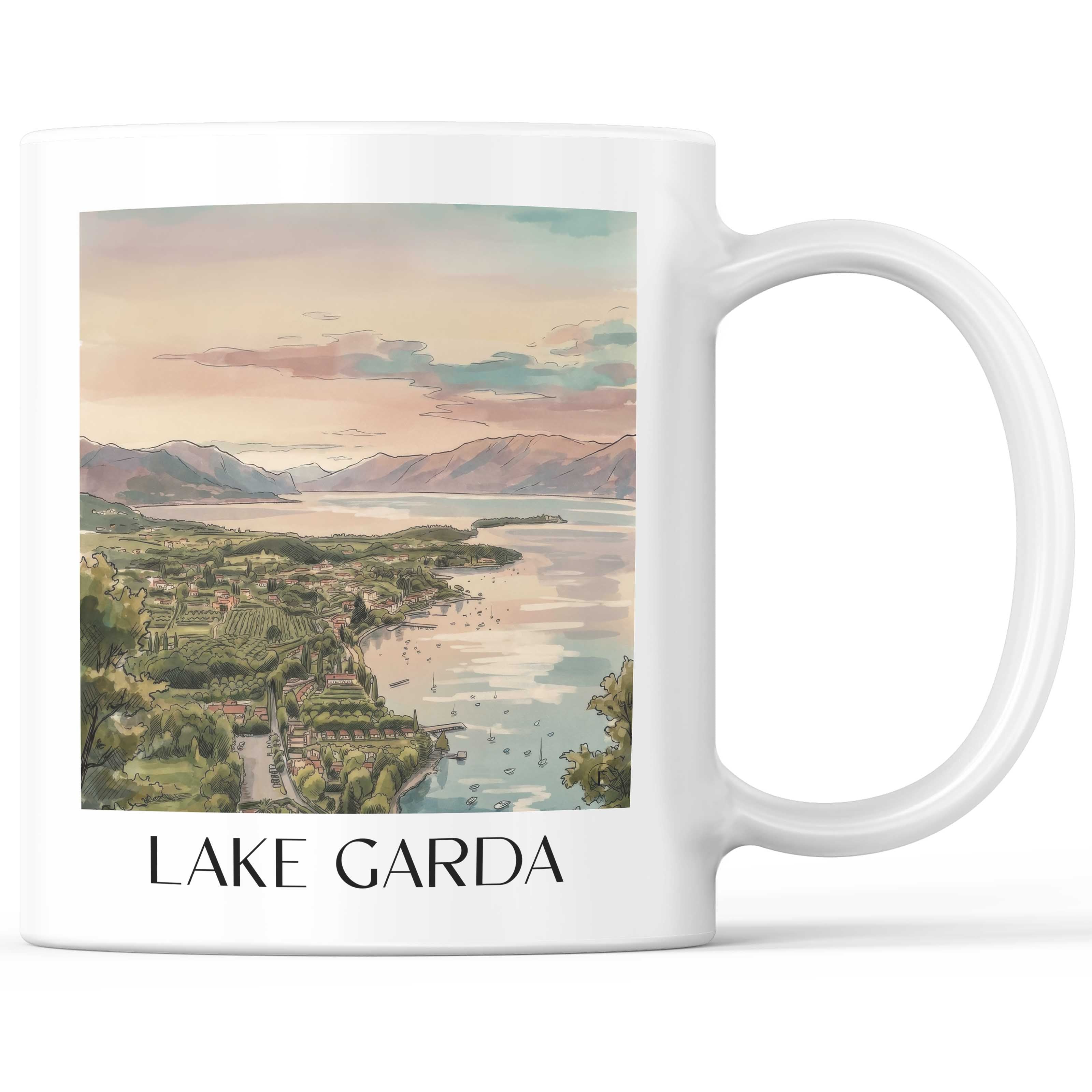 Gardasee Kaffeebecher - Italien - Italien Becher - Kaffeetasse im Aquarell Stil - favplace