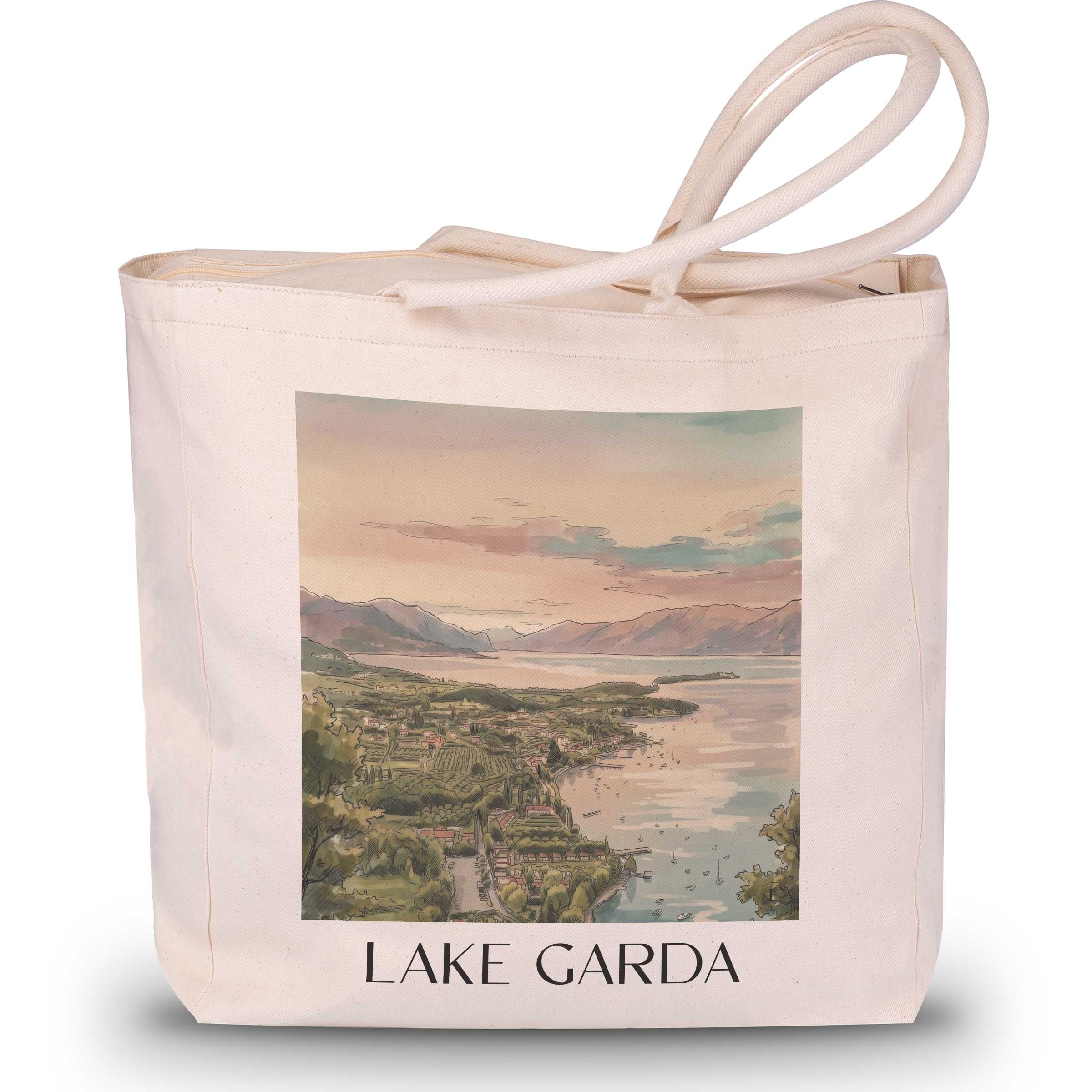 Gardasee Shopping Tasche - Italien - Italien Tote Bag - Einkaufstasche im Aquarell Stil - favplace