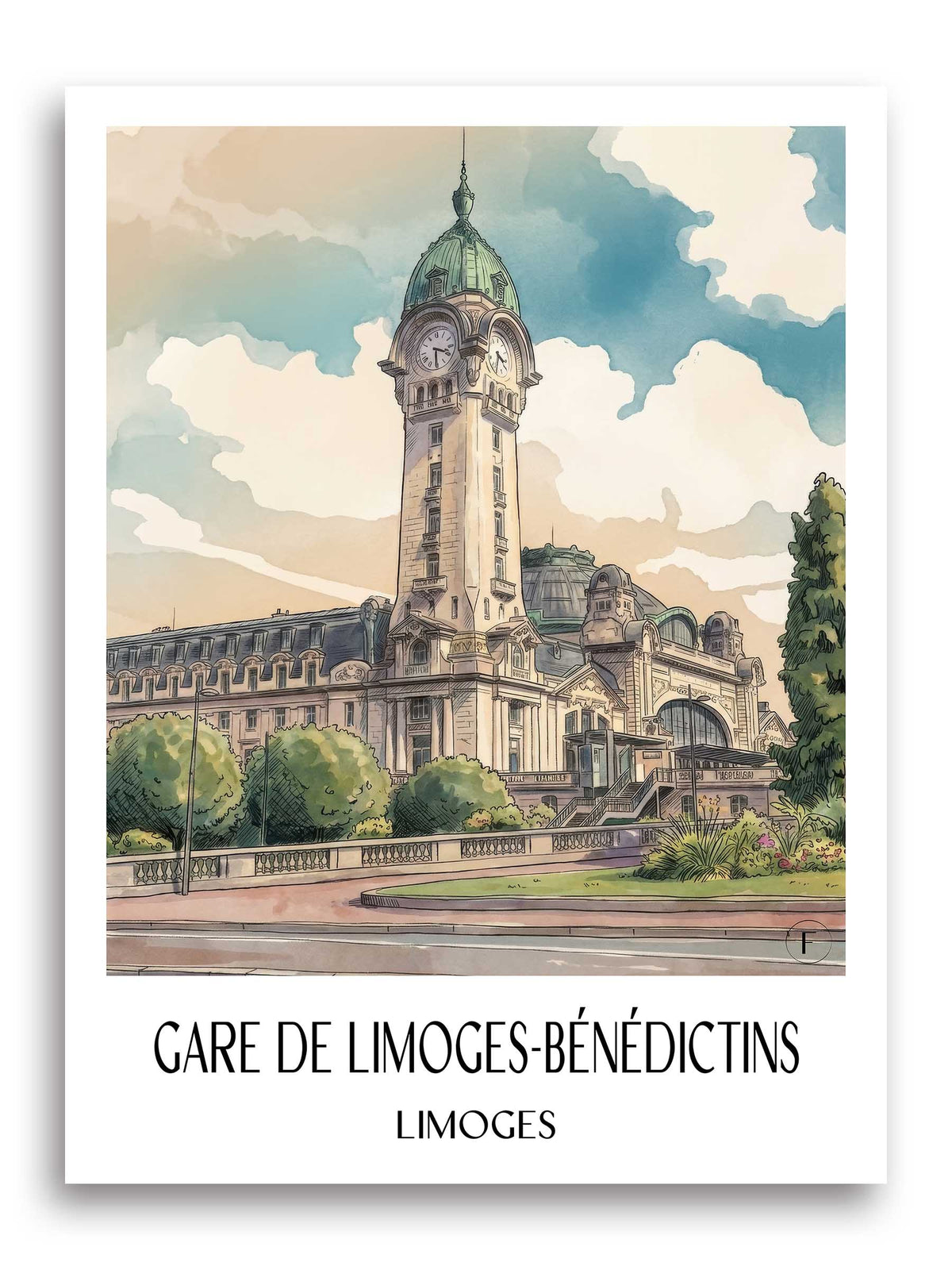 gare-de-limoges-bénédictins-limoges-frankreich-poster-aquarell