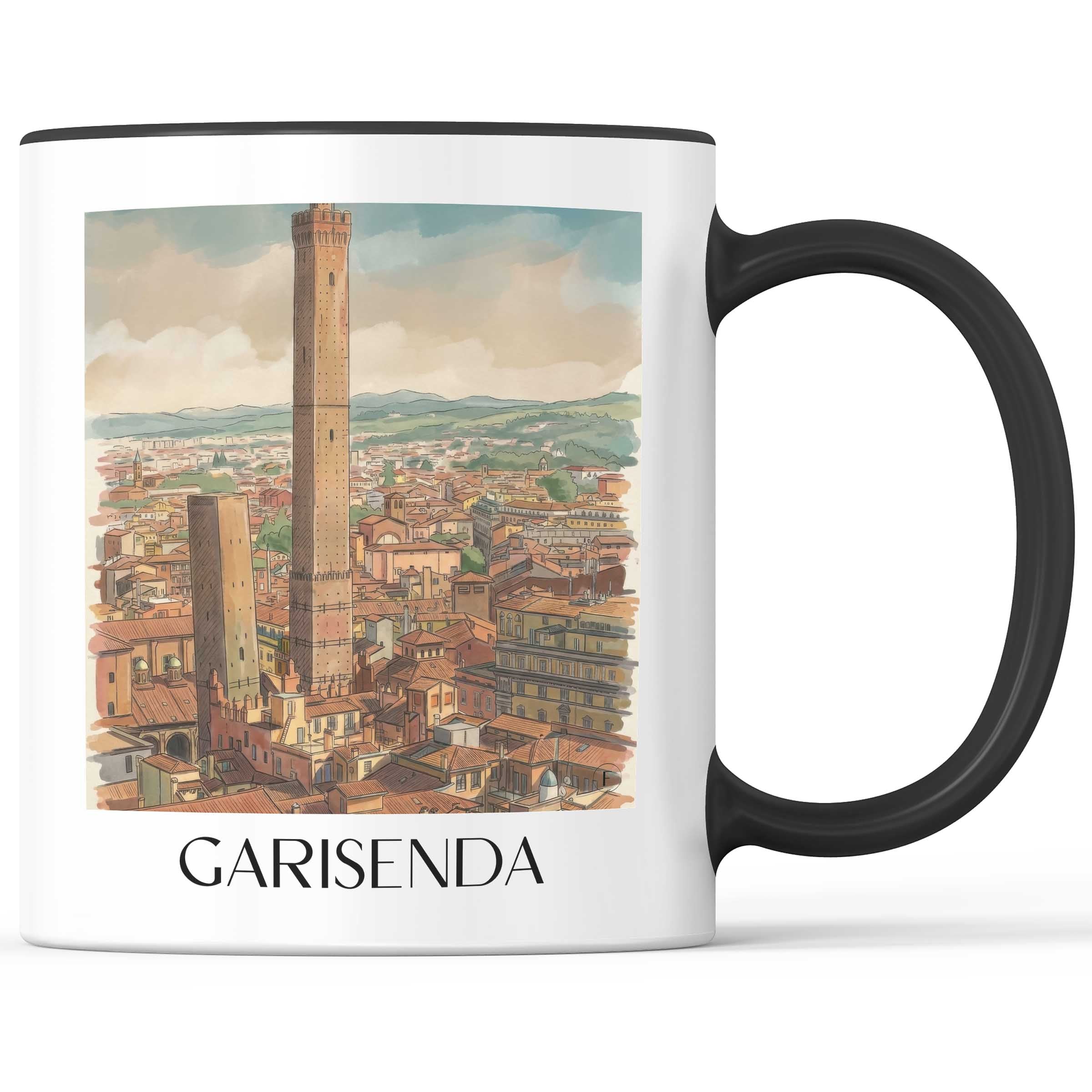 Garisenda Kaffeebecher - Bologna - Italien Becher - Kaffeetasse im Aquarell Stil - favplace