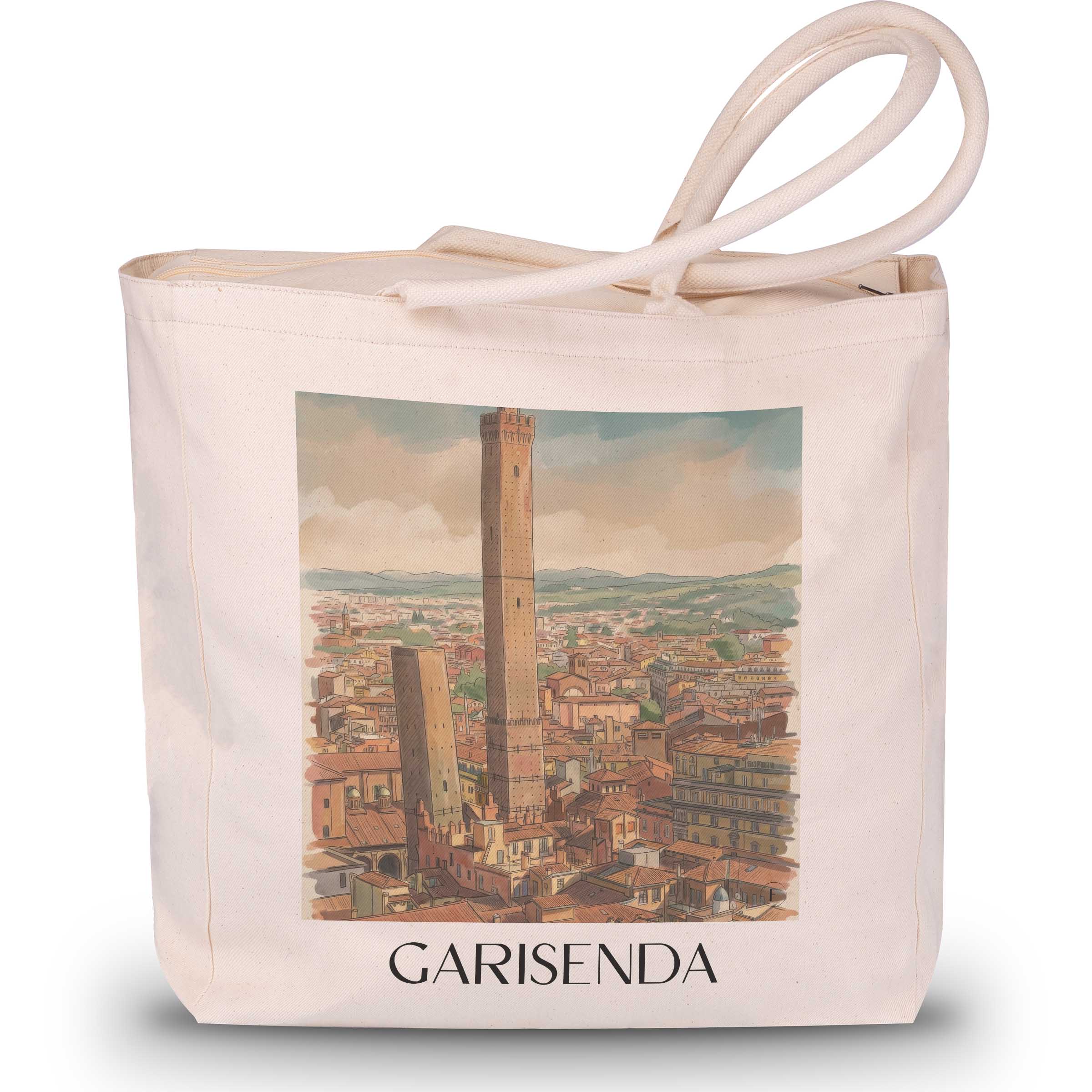 Garisenda Shopping Tasche - Bologna - Italien Tote Bag - Einkaufstasche im Aquarell Stil - favplace