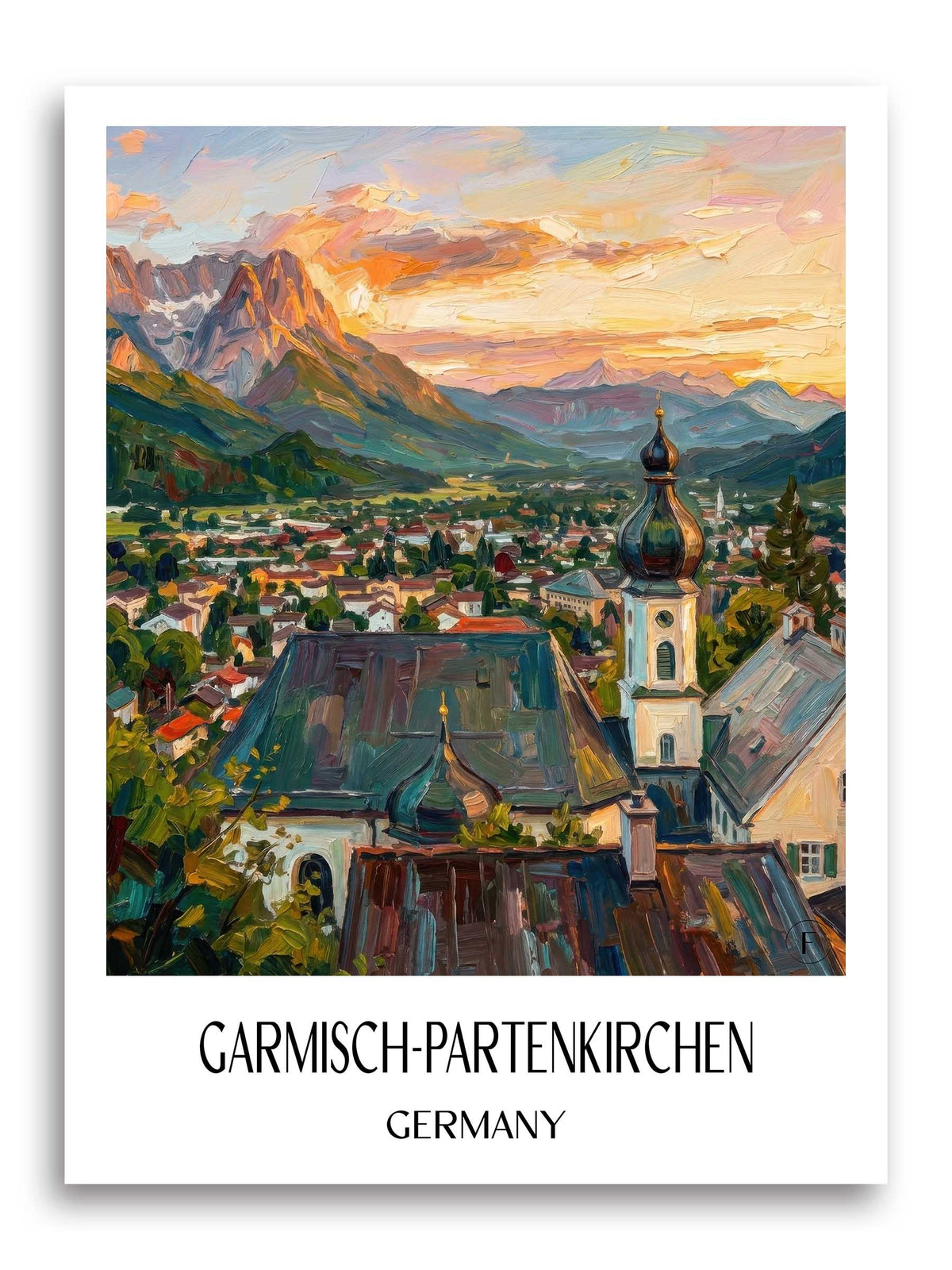 Garmisch-Partenkirchen Poster - Werdenfelser Land - Deutschland Kunstdruck - Ölgemälde von A4 bis A1 - favplace