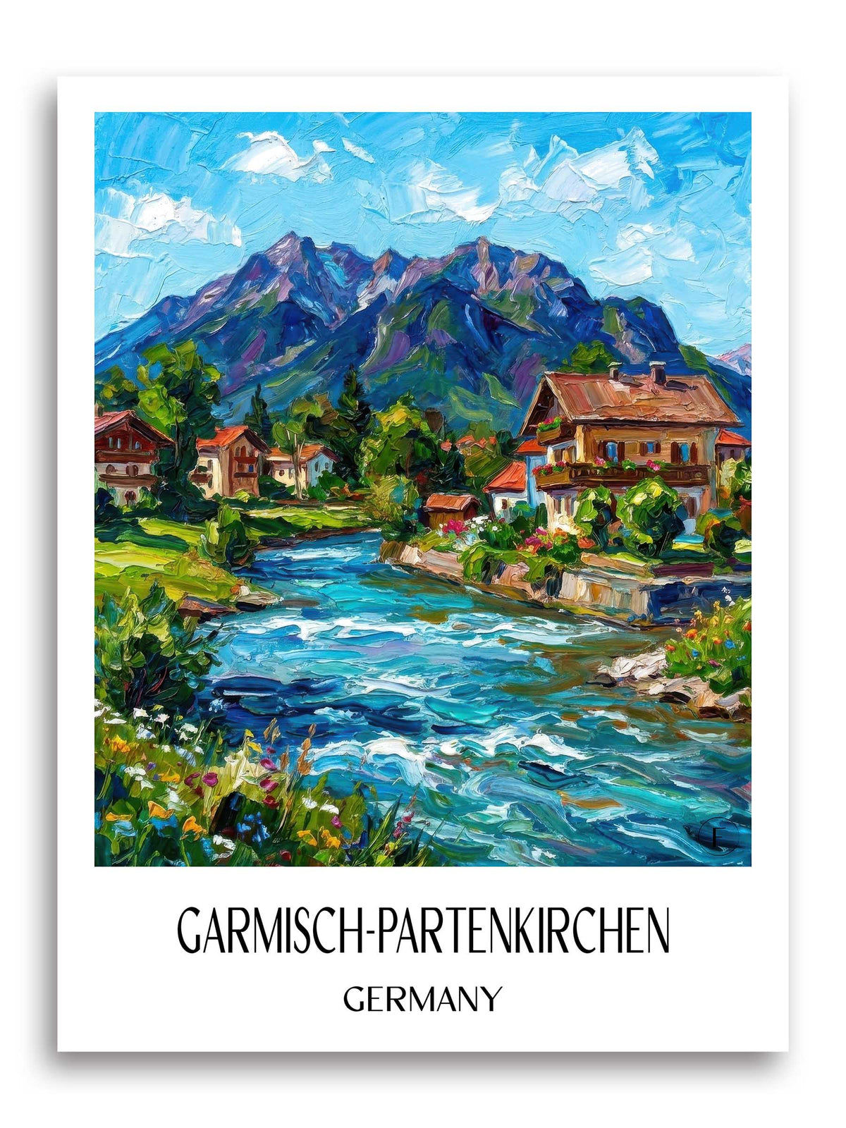 Garmisch-Partenkirchen (im Winter) Poster - Werdenfelser Land - Deutschland Kunstdruck - Ölgemälde von A4 bis A1 - favplace