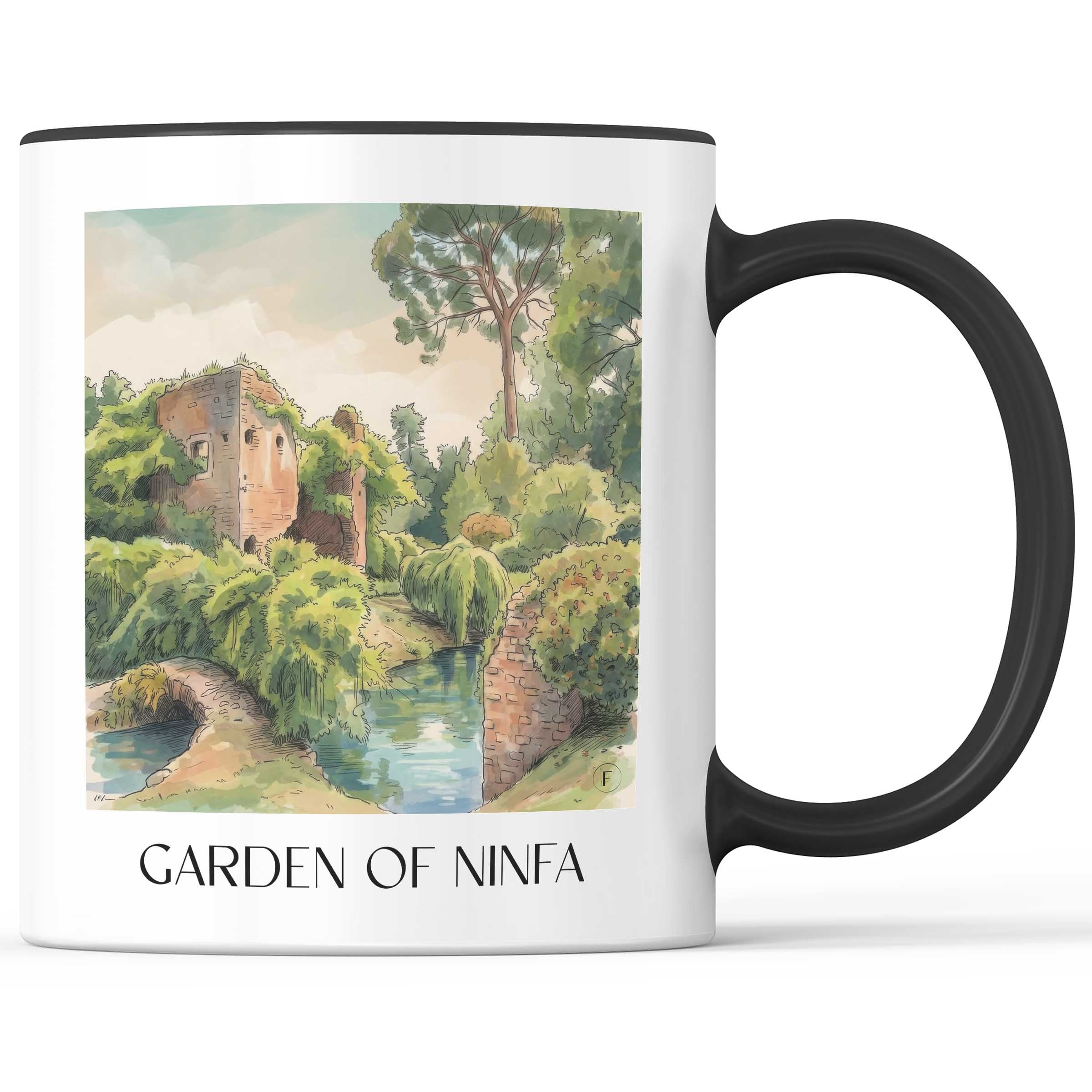 Garten von Ninfa Kaffeebecher - Cisterna di Latina - Italien Becher - Kaffeetasse im Aquarell Stil - favplace