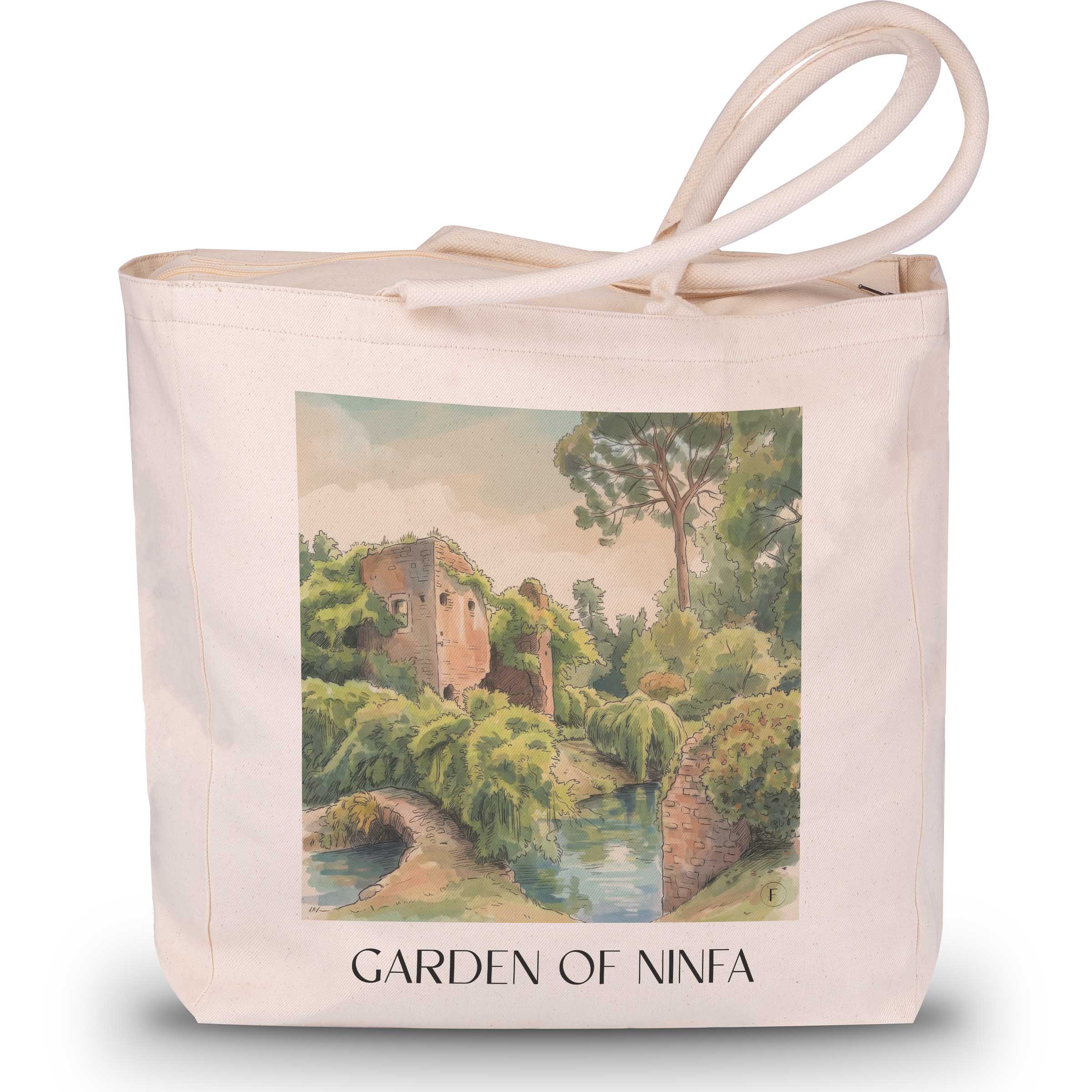 Garten von Ninfa Shopping Tasche - Cisterna di Latina - Italien Tote Bag - Einkaufstasche im Aquarell Stil - favplace