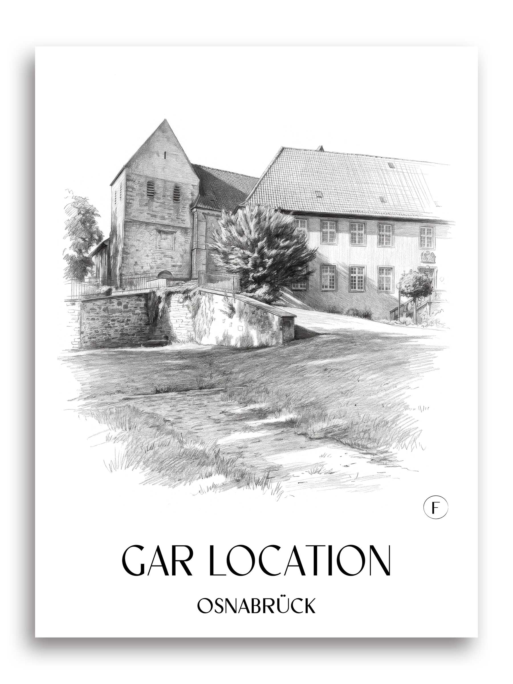 Gartlage Poster - Osnabrück - Deutschland Kunstdruck - Zeichnung von A4 bis A1