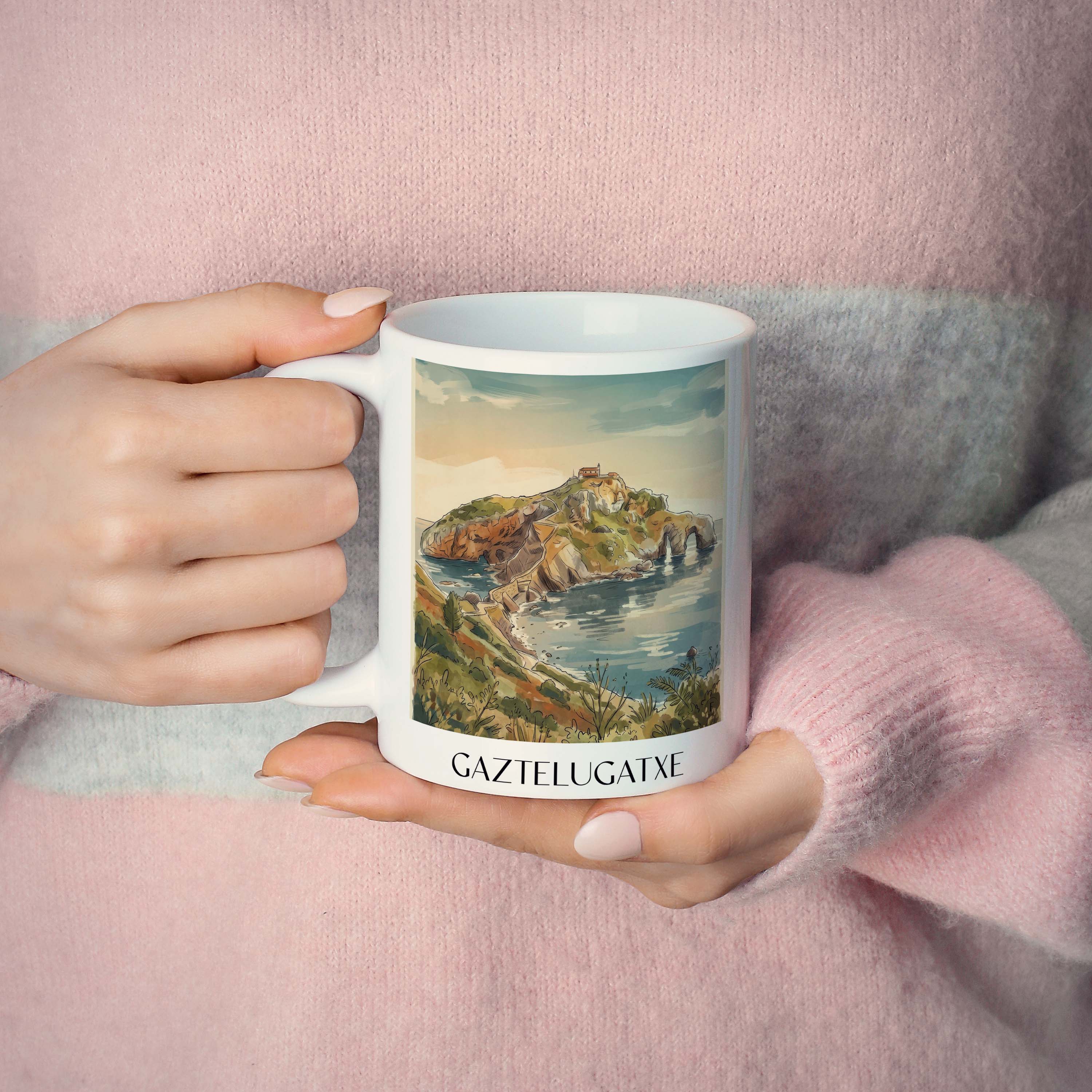 gaztelugatxe-spanien-spanien-kaffeebecher-aquarell