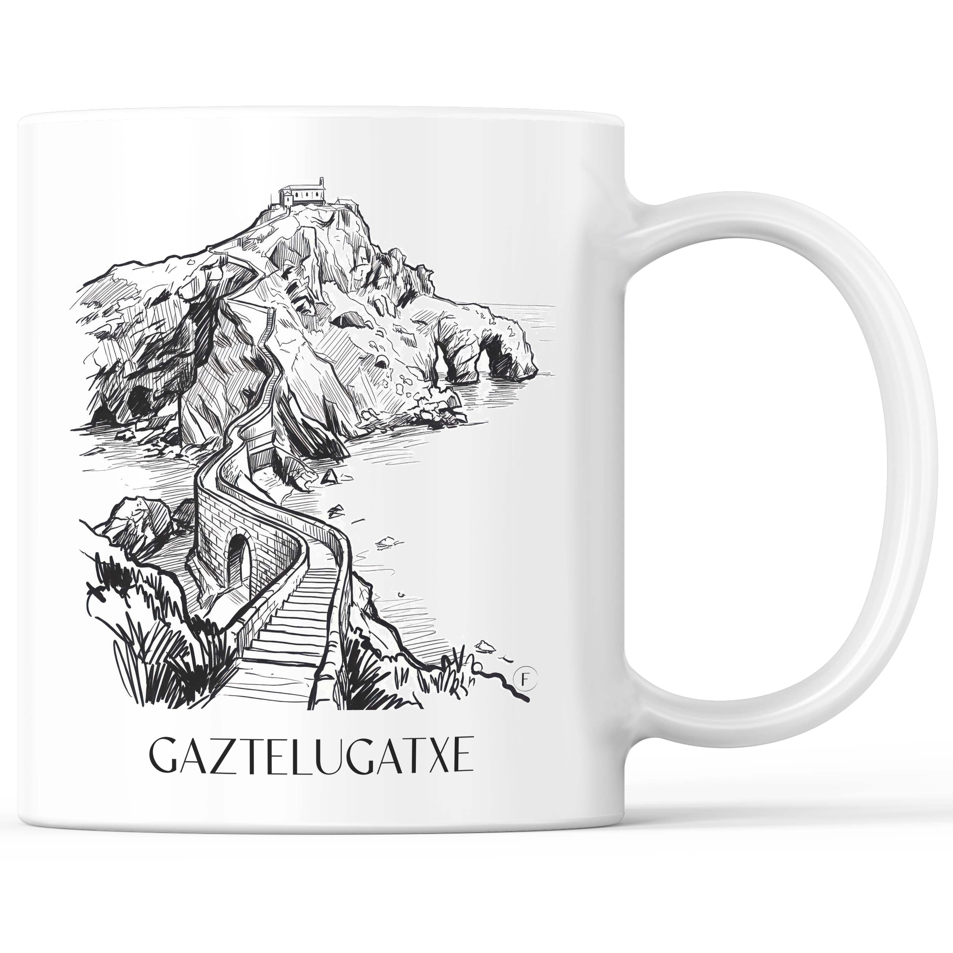 Gaztelugatxe Kaffeebecher - Spanien - Spanien Becher - Kaffeetasse im Skizze Stil - favplace