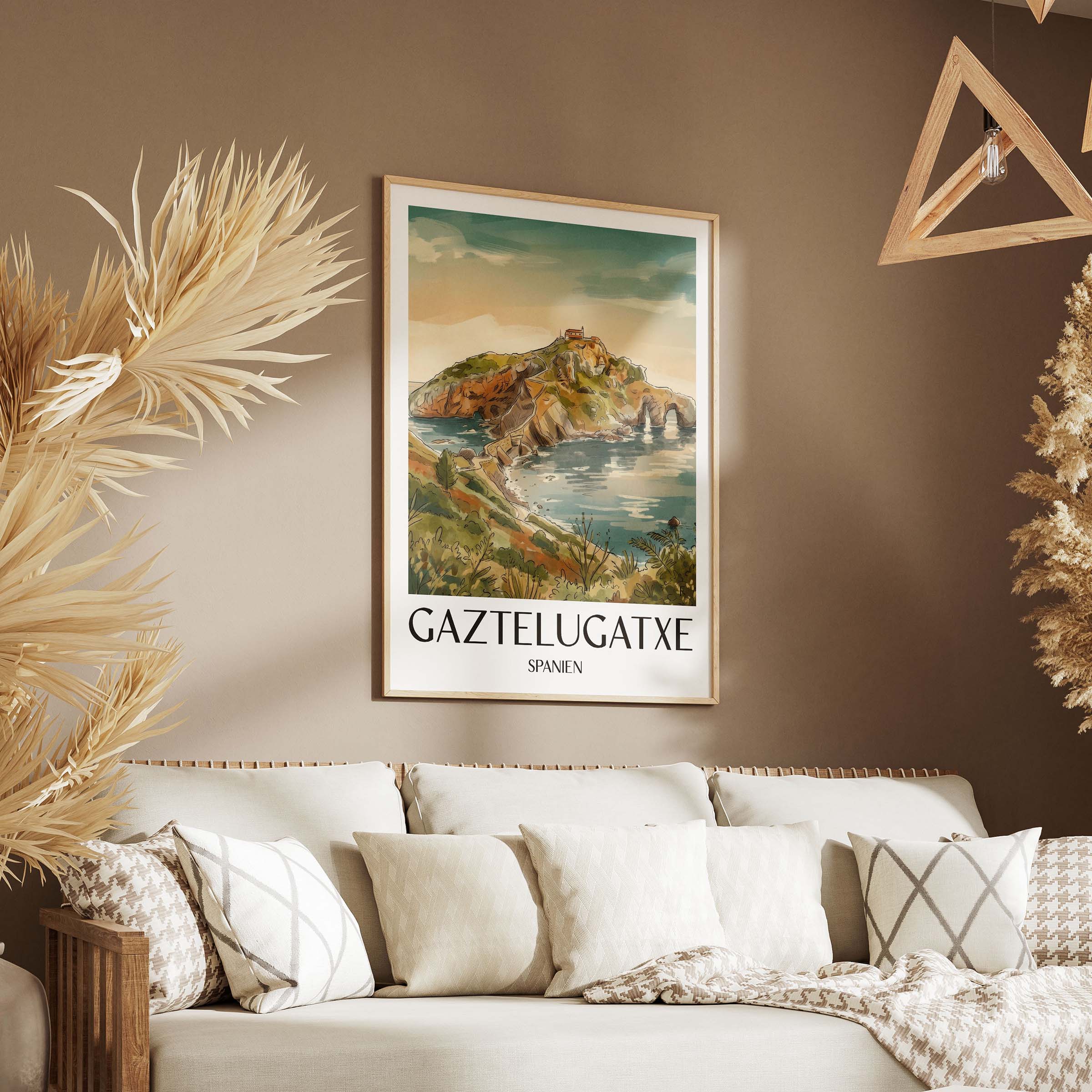 gaztelugatxe-spanien-spanien-poster-aquarell