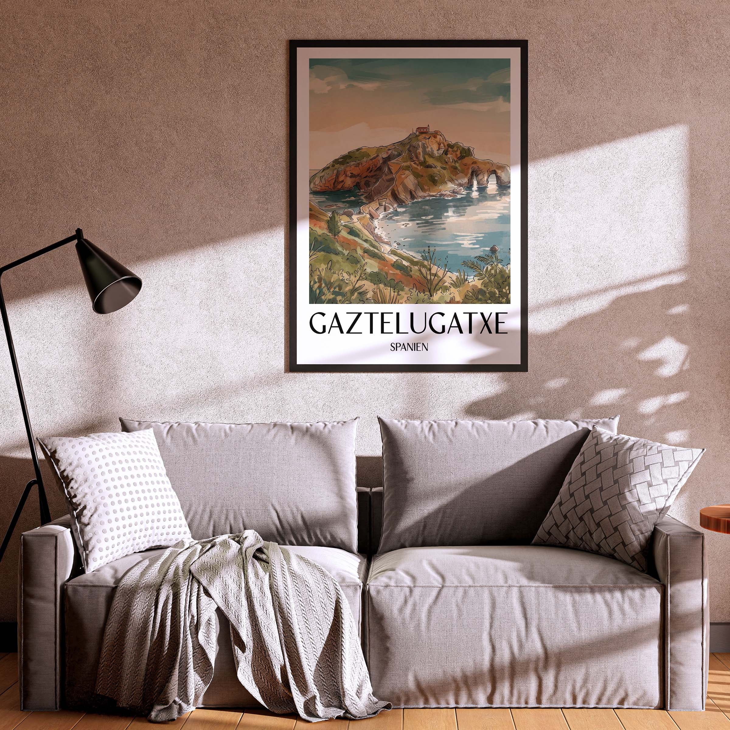 gaztelugatxe-spanien-spanien-poster-aquarell