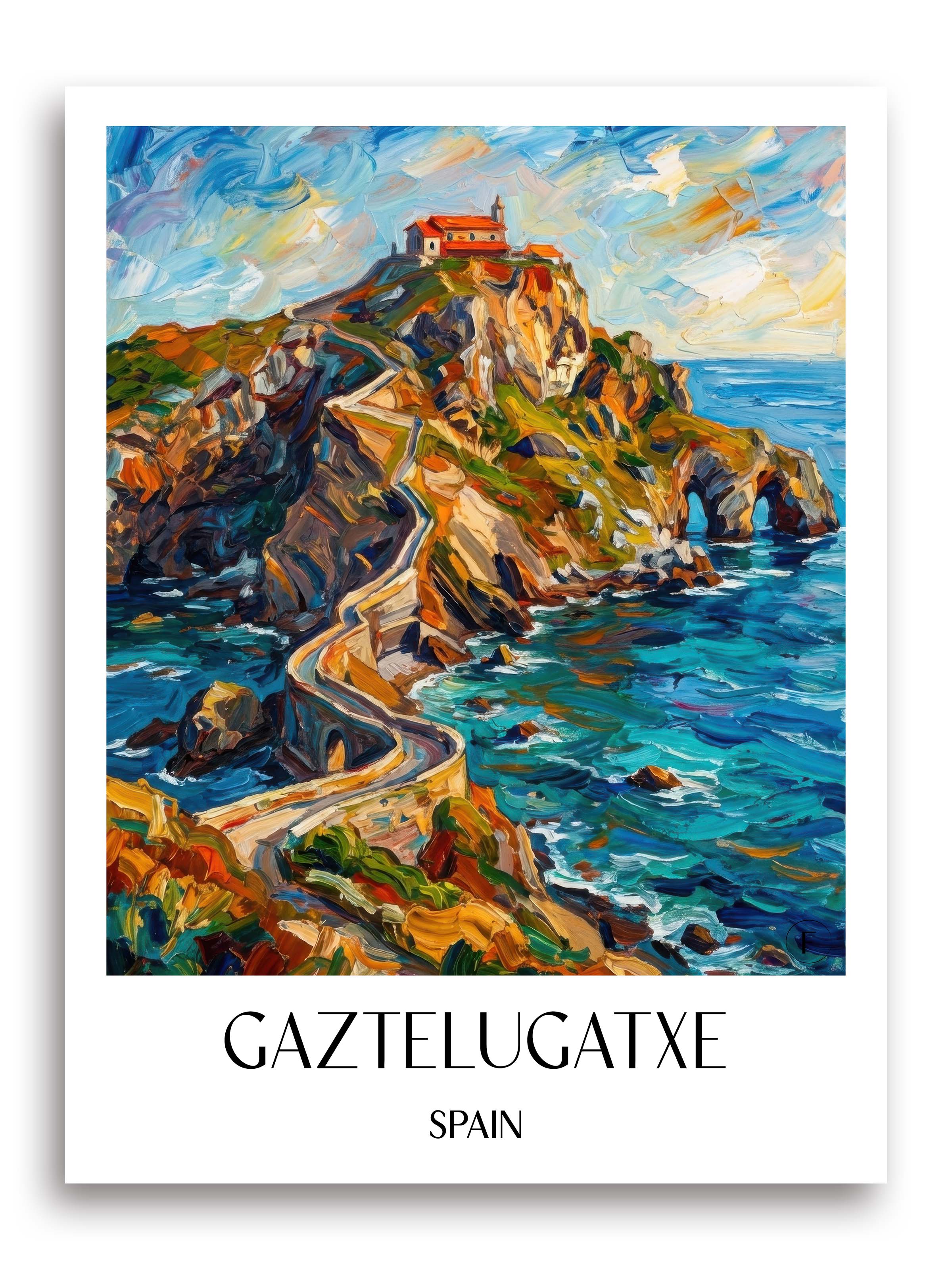 Gaztelugatxe Poster - Spanien - Spanien Kunstdruck - Ölgemälde von A4 bis A1 - favplace