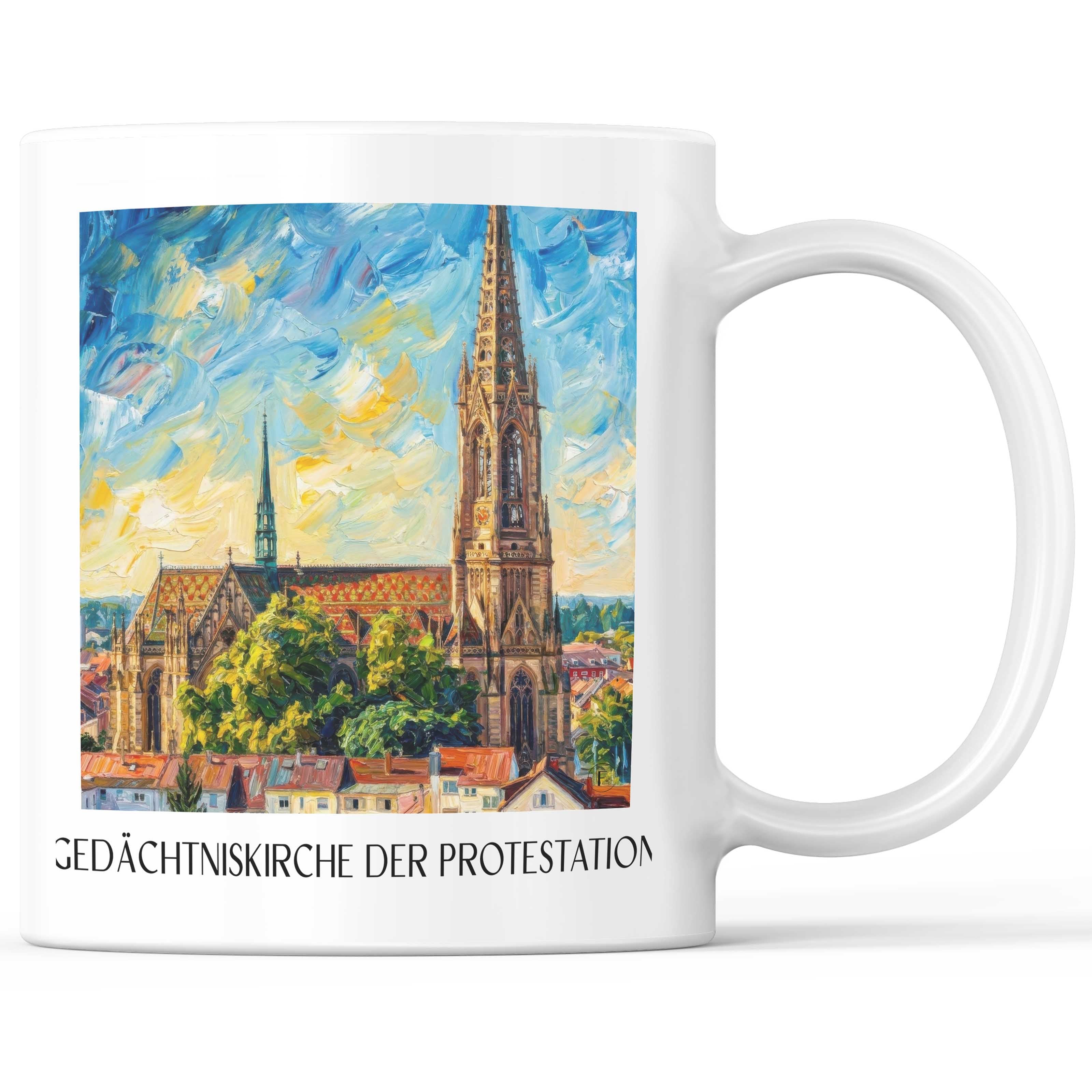 Gedächtniskirche der Protestation Kaffeebecher - Speyer - Deutschland Becher - Kaffeetasse im Ölgemälde Stil - favplace