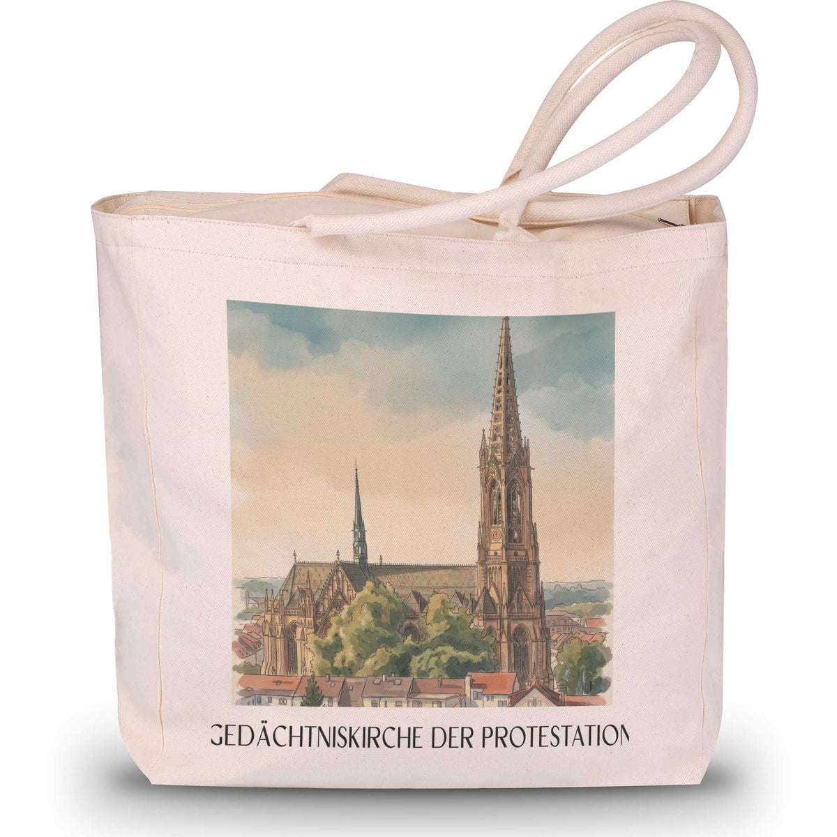 gedächtniskirche-der-protestation-speyer-deutschland-einkaufstasche-aquarell