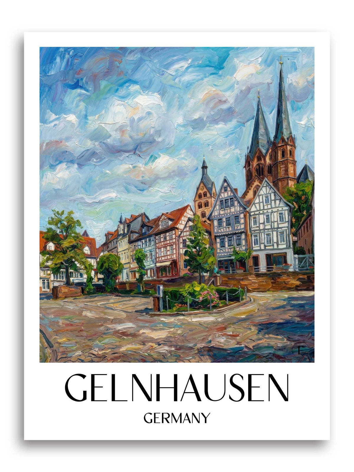 Gelnhausen Poster - Spessart - Deutschland Kunstdruck - Ölgemälde von A4 bis A1 - favplace