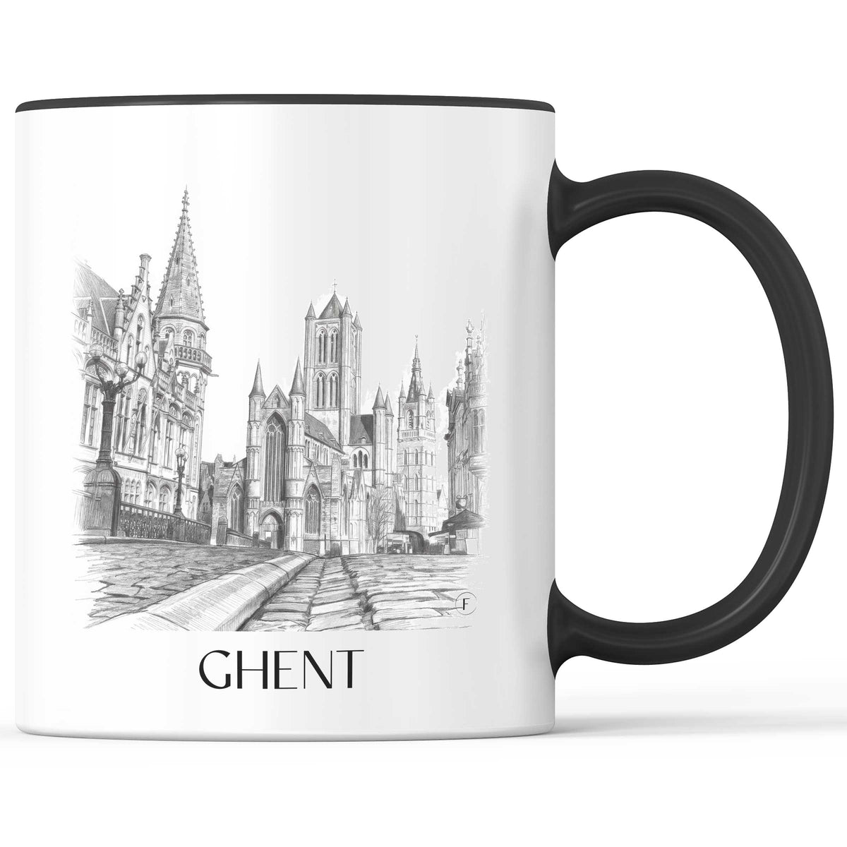Gent Kaffeebecher - Belgien - Belgien Becher - Kaffeetasse im Zeichnung Stil - favplace