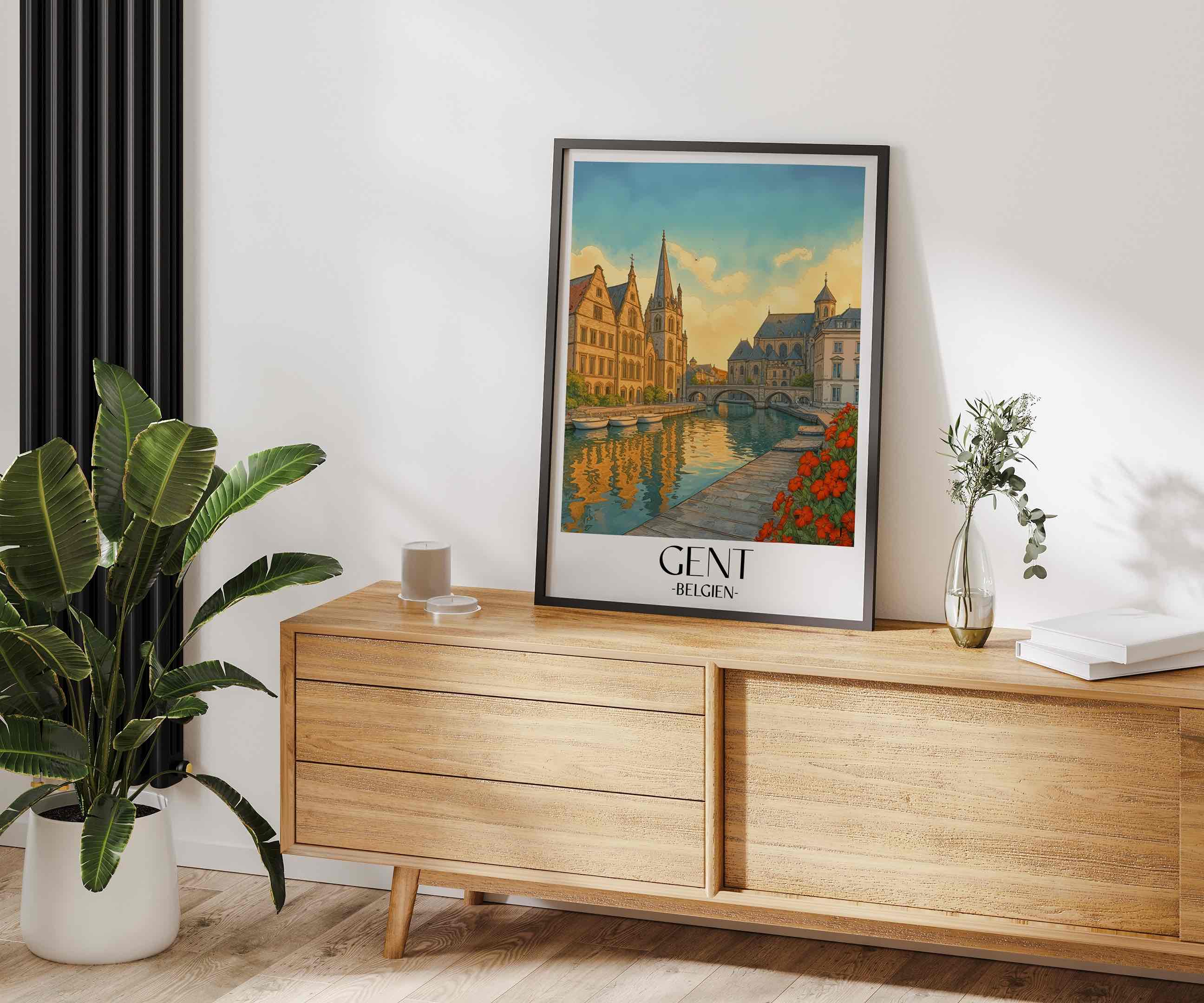 gent-belgien-belgien-poster-aquarell