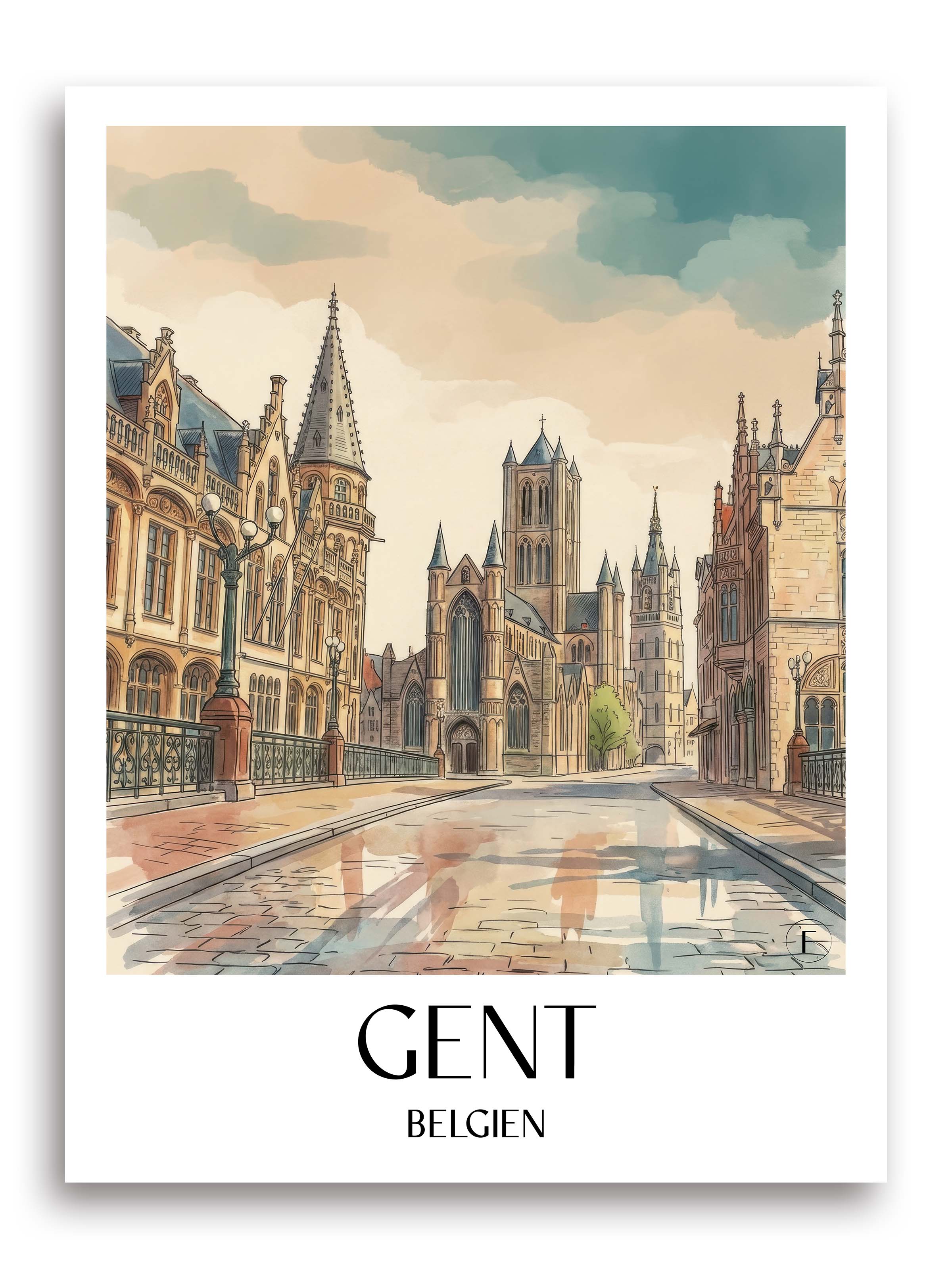 gent-belgien-belgien-poster-aquarell