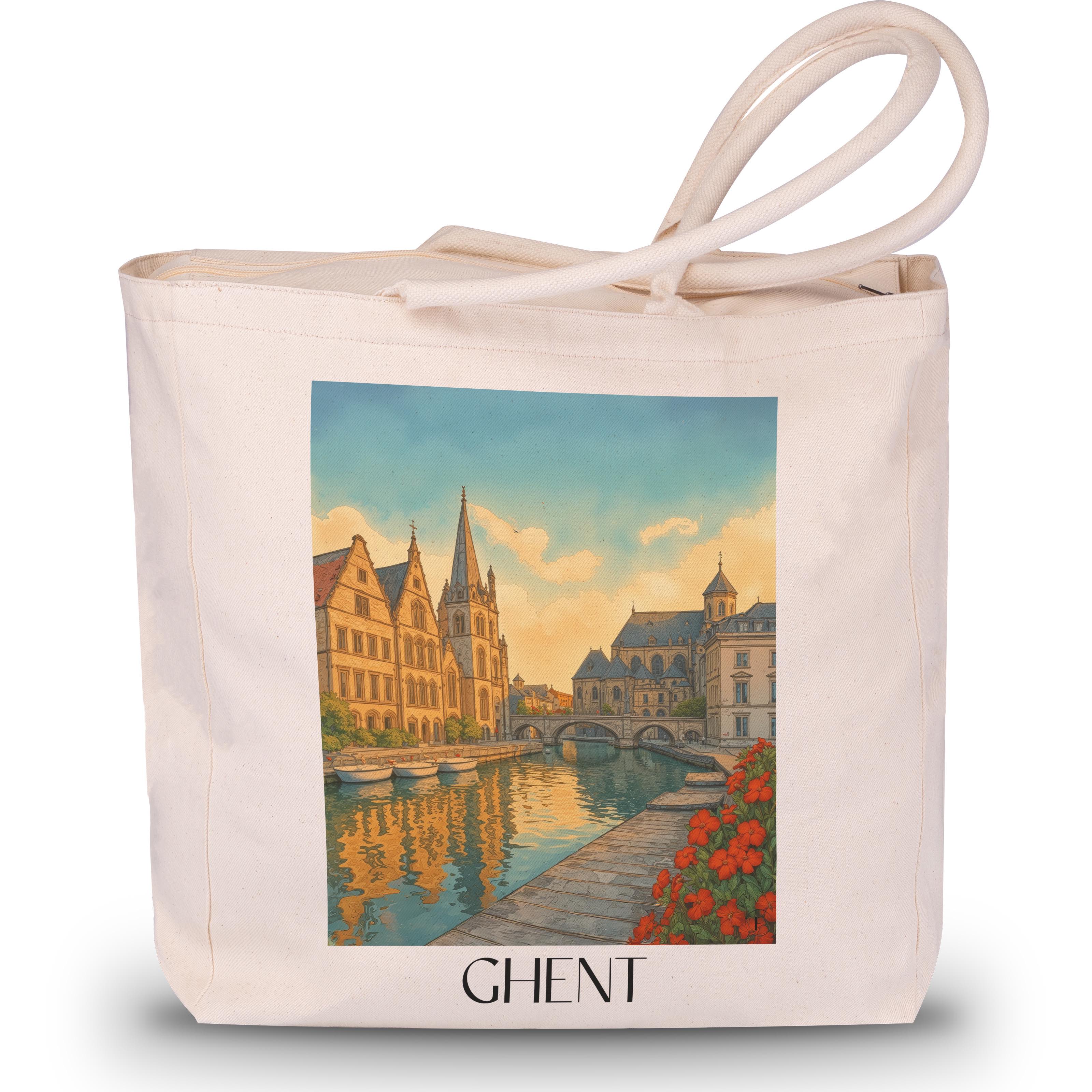 Gent Shopping Tasche - Belgien - Belgien Tote Bag - Einkaufstasche im Aquarell Stil - favplace