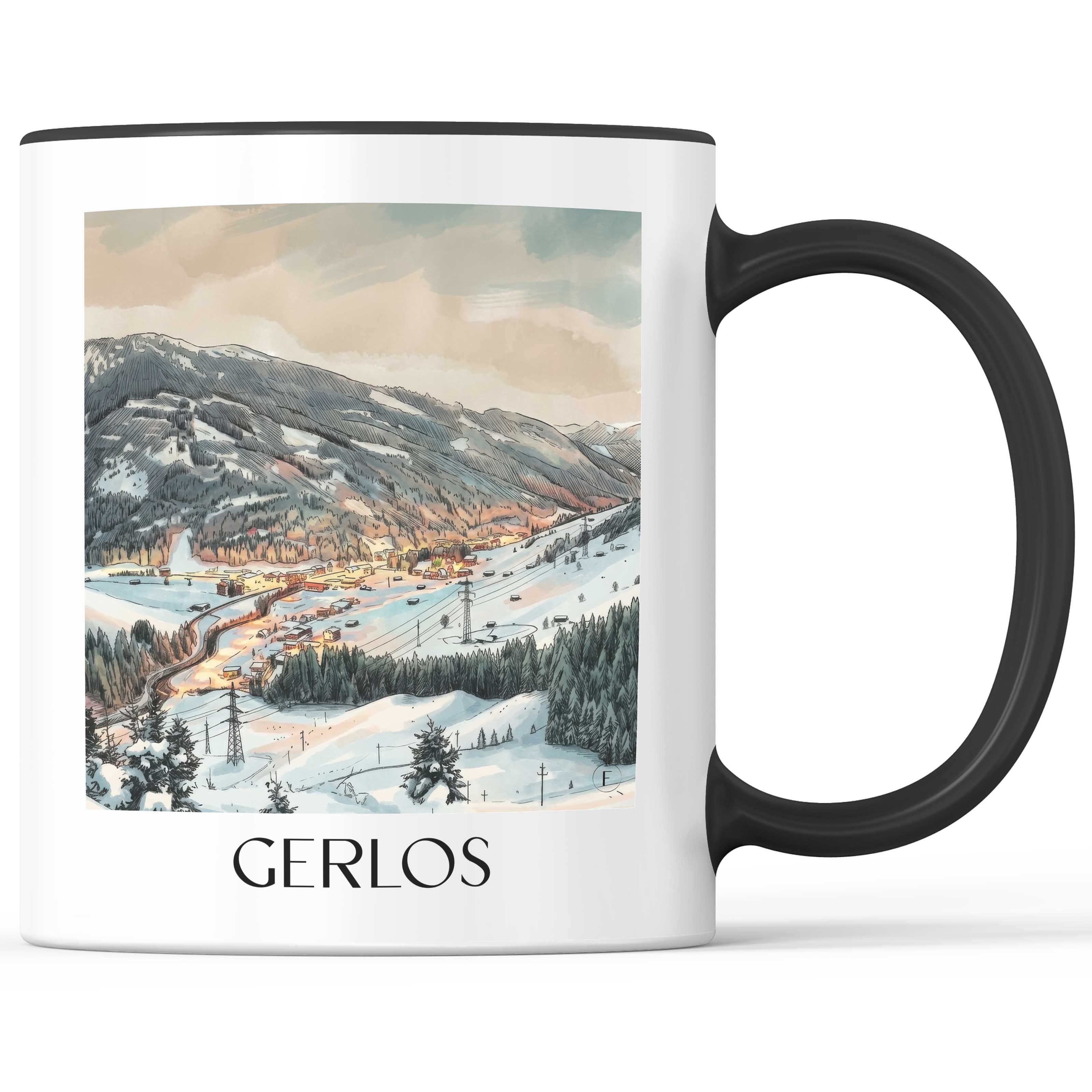 gerlos-tirol-österreich-kaffeebecher-aquarell