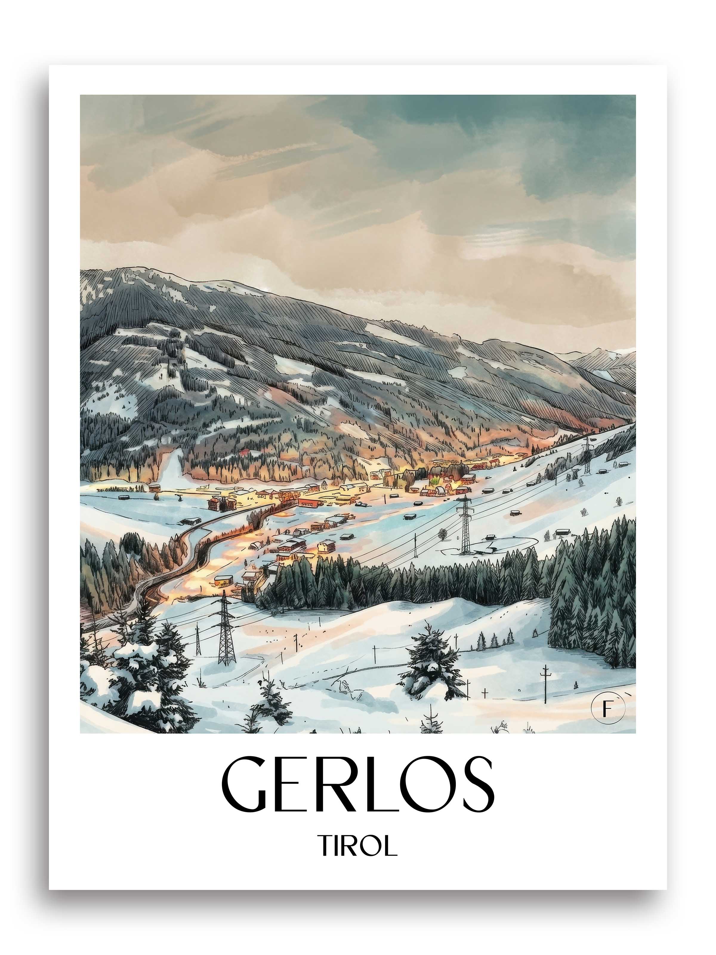 gerlos-tirol-österreich-poster-aquarell