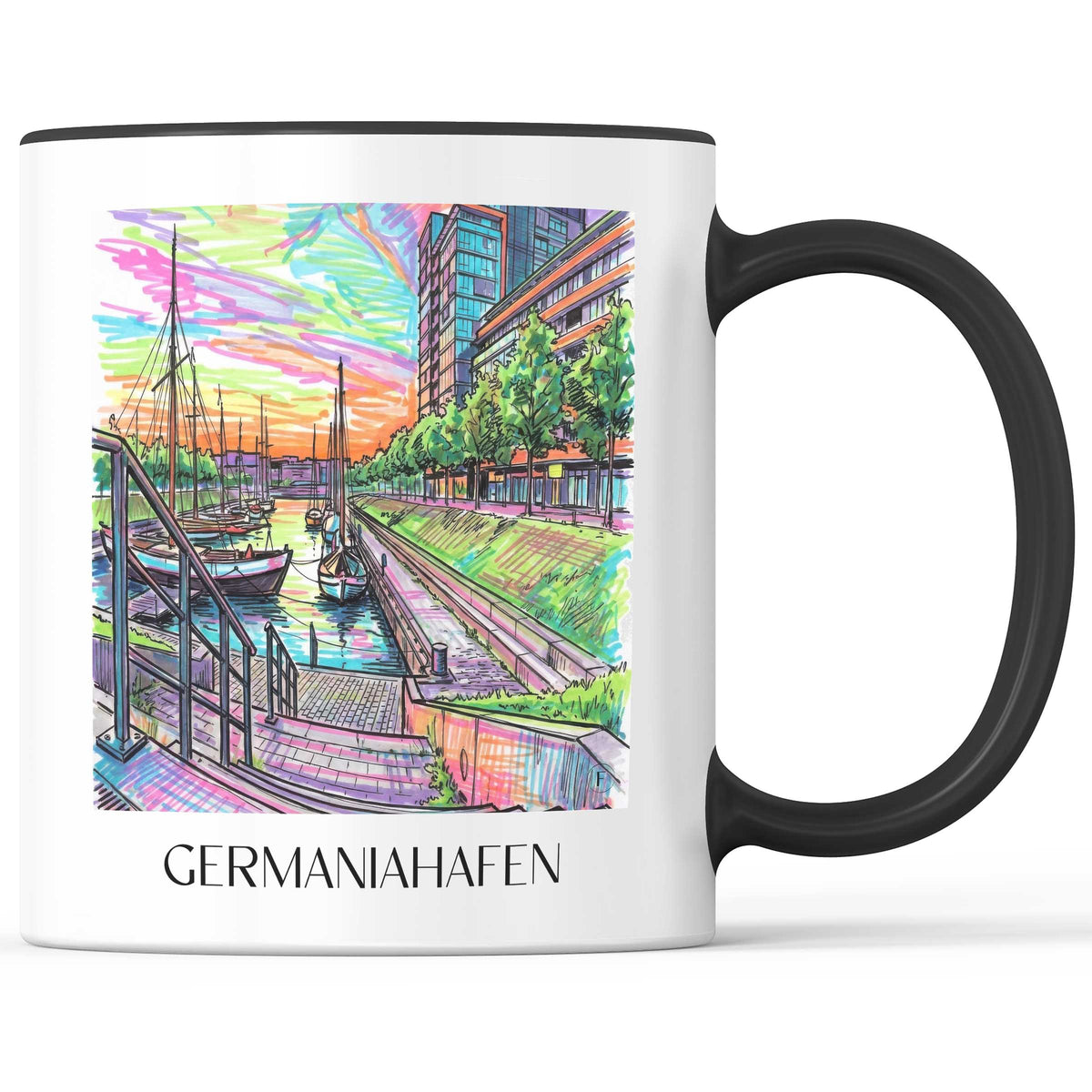 Germaniahafen Kaffeebecher - Kiel - Deutschland Becher - Kaffeetasse im Tag Graffiti Stil - favplace