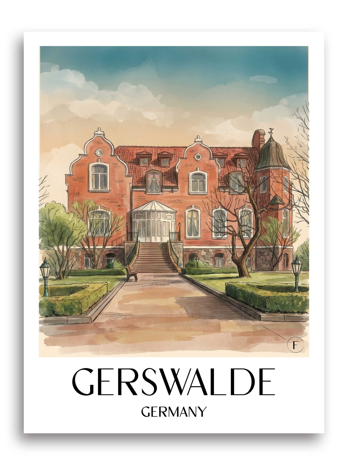 Gerswalde Poster - Uckermark - Deutschland Kunstdruck - Aquarell von A4 bis A1 - favplace