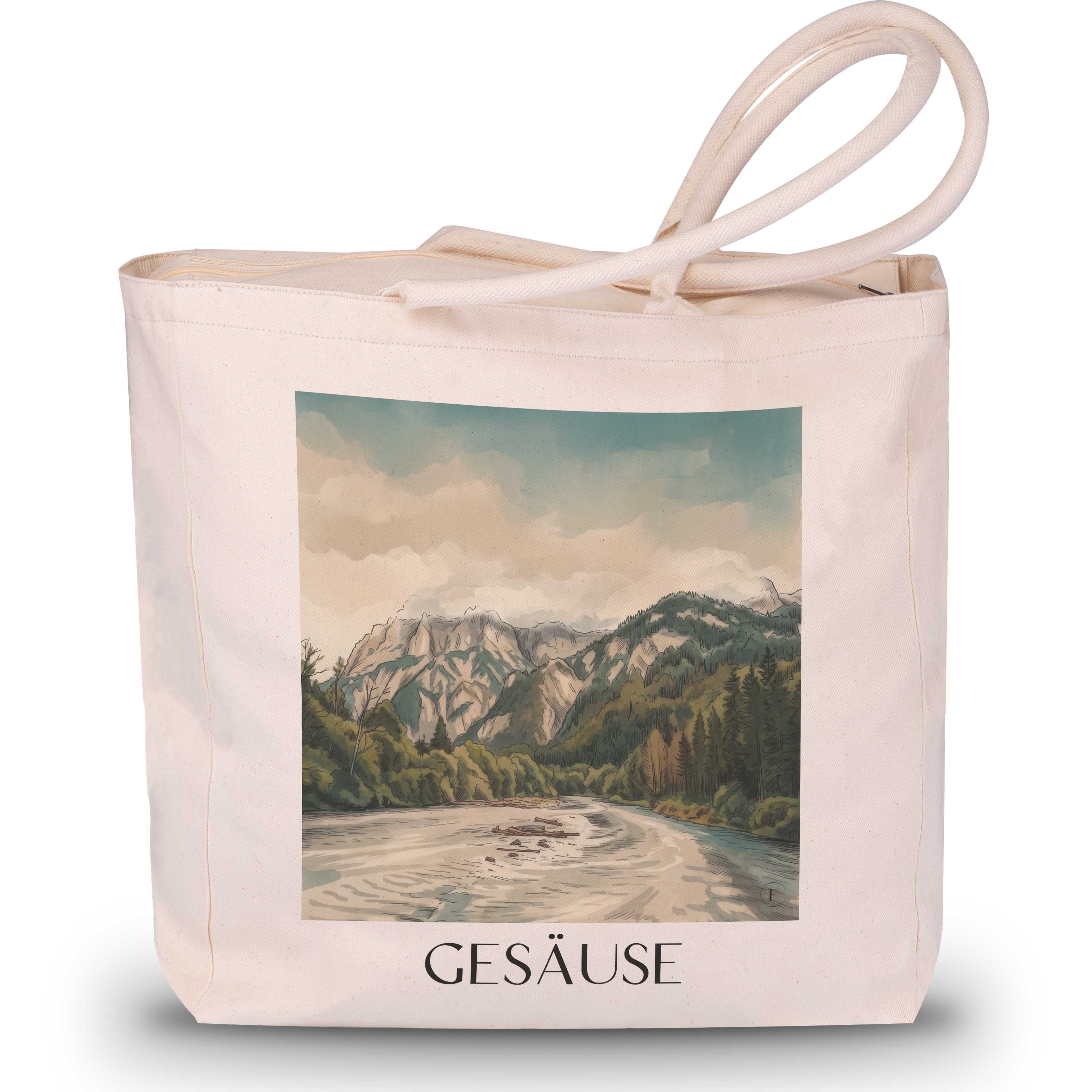 Gesäuse Shopping Tasche - Steiermark - Österreich Tote Bag - Einkaufstasche im Aquarell Stil - favplace
