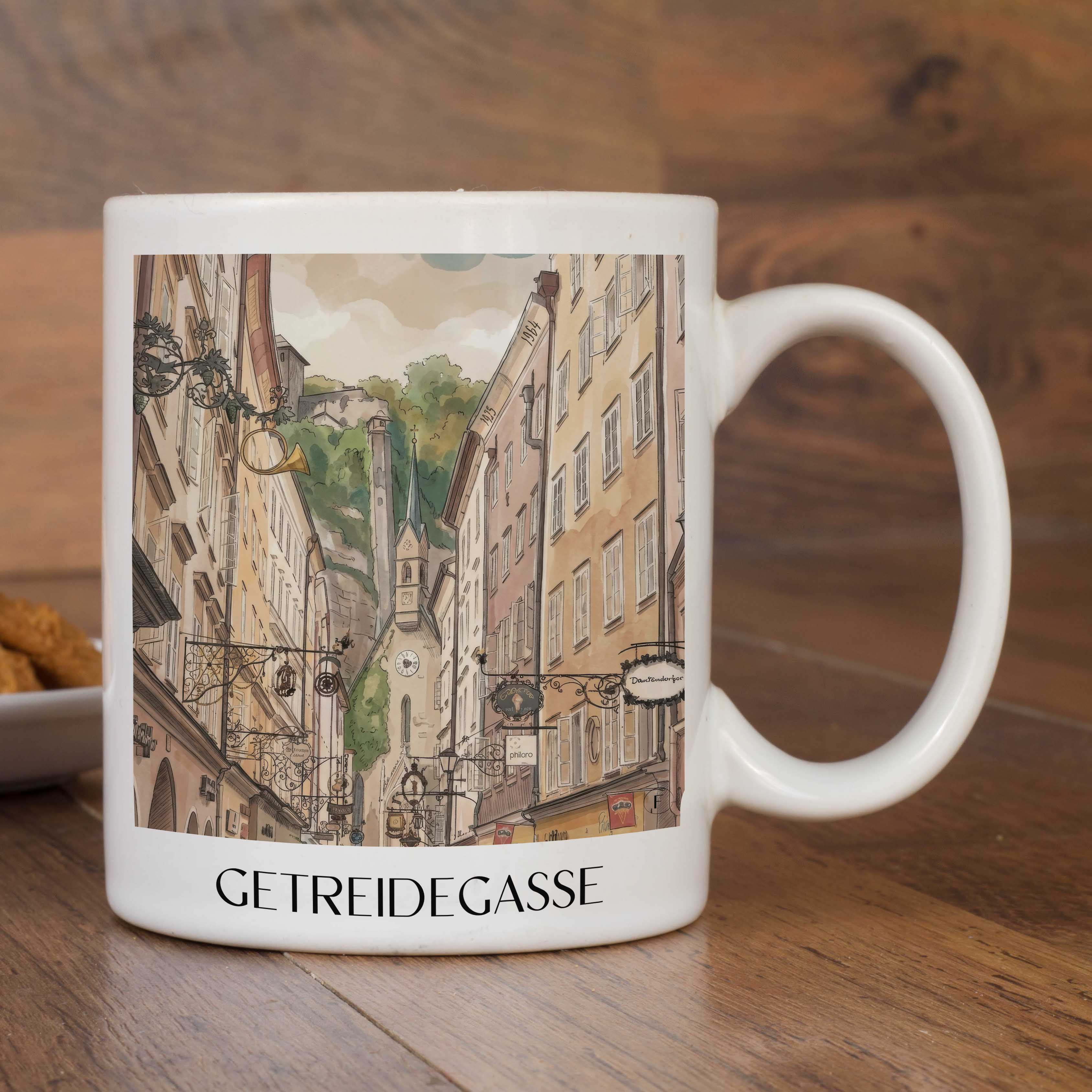 getreidegasse-salzburg-österreich-kaffeebecher-aquarell